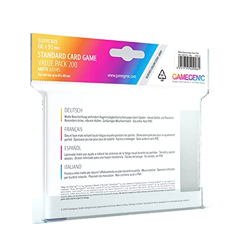 Gamegenic, Matte Standard Sleeve Value Pack 200, Sleeve Color Code: Gray - Image 3