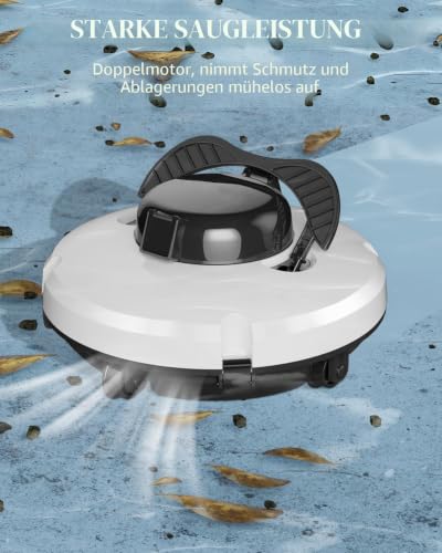 GAMPLAE (2026 Neu) Poolroboter, Kabelloser Poolsauger Akku mit 120 Min Laufzeit, Dual Motoren Poolreiniger, Selbsteinparkfunktion, Tragbar Poolroboter Akku für Flache Böden Pools bis zu 100 m² - Image 3