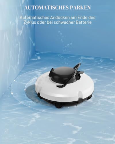 GAMPLAE (2026 Neu) Poolroboter, Kabelloser Poolsauger Akku mit 120 Min Laufzeit, Dual Motoren Poolreiniger, Selbsteinparkfunktion, Tragbar Poolroboter Akku für Flache Böden Pools bis zu 100 m² - Image 4