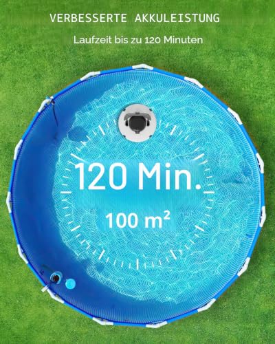 GAMPLAE (2026 Neu) Poolroboter, Kabelloser Poolsauger Akku mit 120 Min Laufzeit, Dual Motoren Poolreiniger, Selbsteinparkfunktion, Tragbar Poolroboter Akku für Flache Böden Pools bis zu 100 m² - Image 5