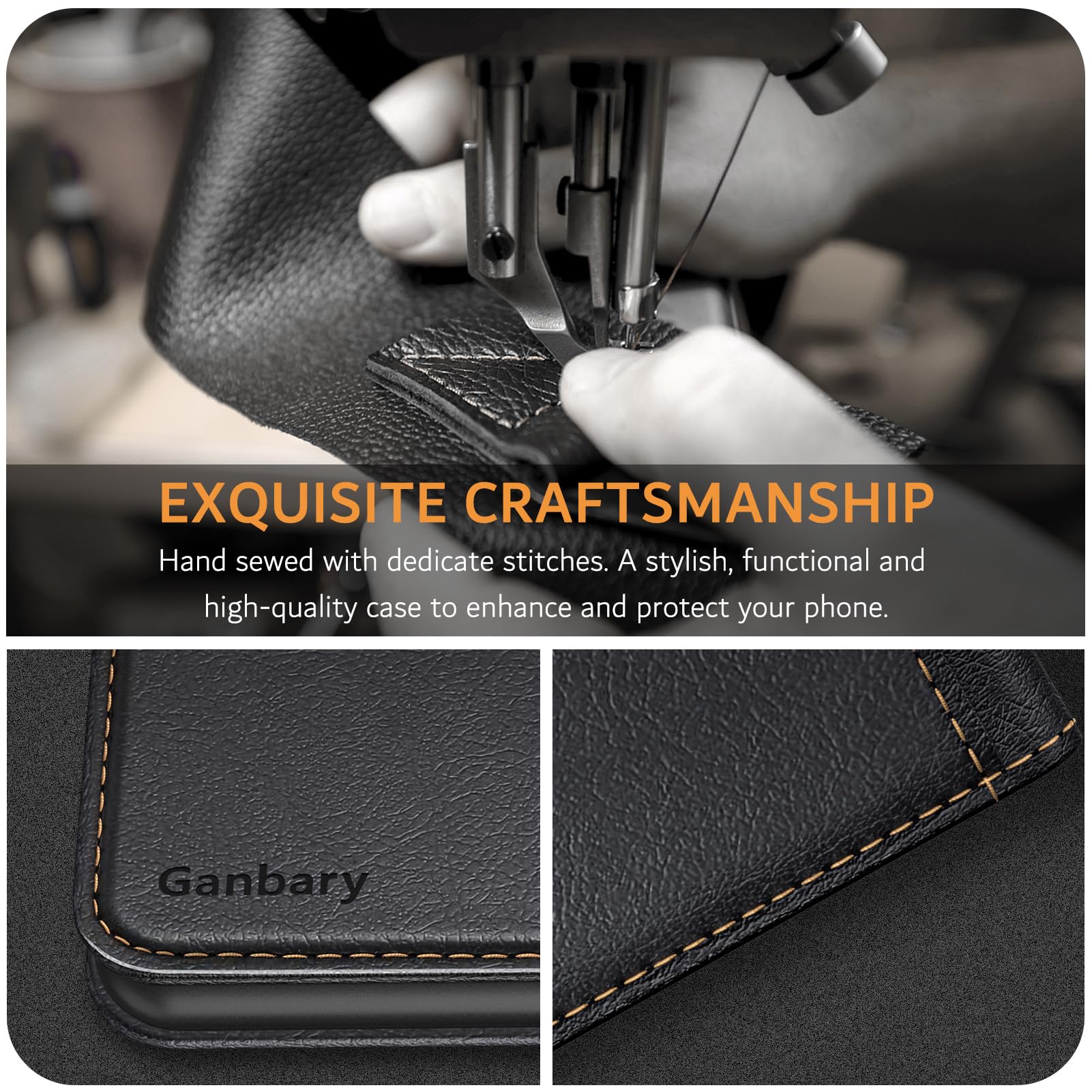 Ganbary Handyhülle für Xiaomi Redmi Note 14 Pro / 14 Pro Plus 5G (Nicht für 4G) Hülle, Leder Klapphülle [Kartenschlitzen] [Standfunktion] kompatibel mit Redmi Note 14 Pro 5G Schutzhülle, Schwarz - Image 2