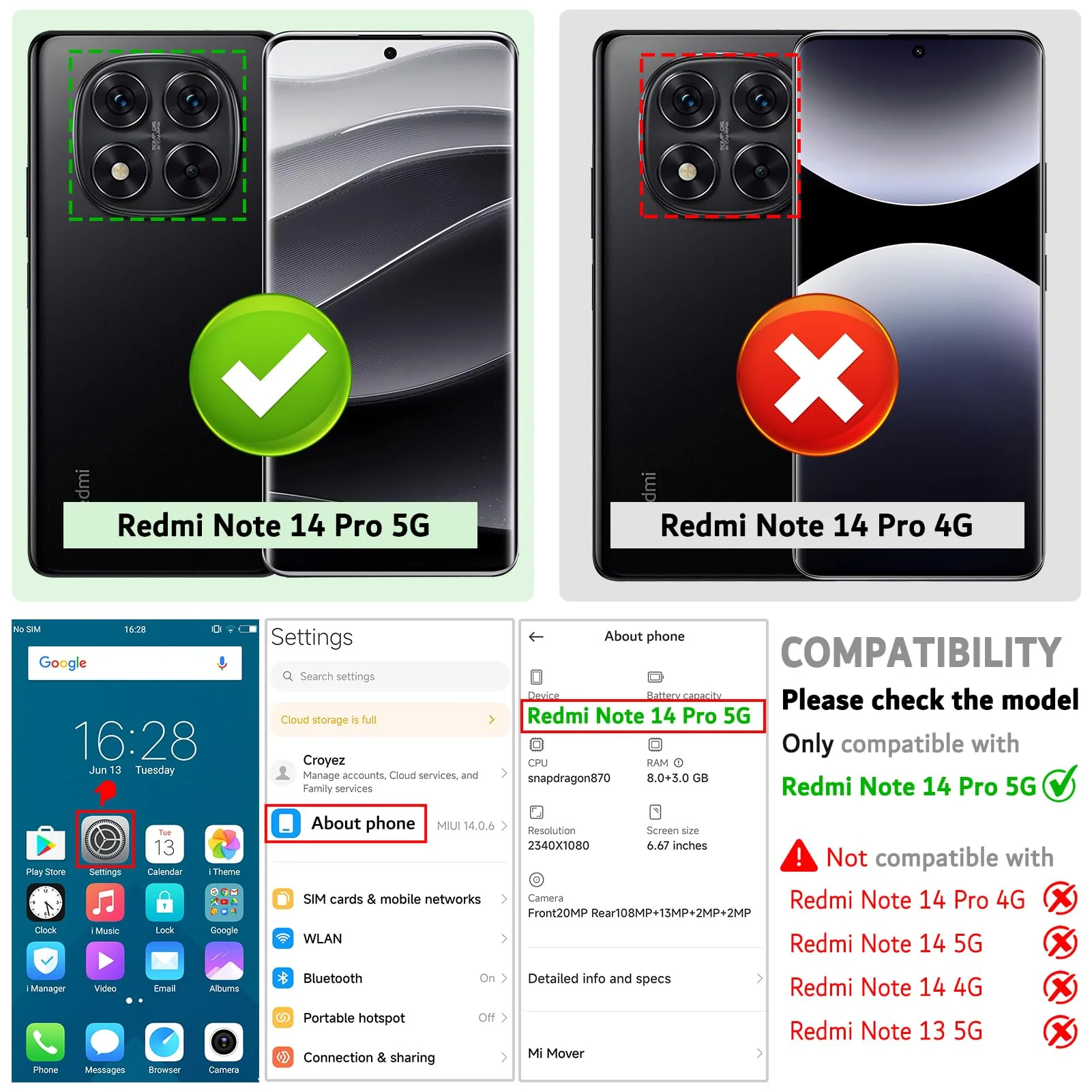 Ganbary Handyhülle für Xiaomi Redmi Note 14 Pro / 14 Pro Plus 5G (Nicht für 4G) Hülle, Leder Klapphülle [Kartenschlitzen] [Standfunktion] kompatibel mit Redmi Note 14 Pro 5G Schutzhülle, Schwarz - Image 7
