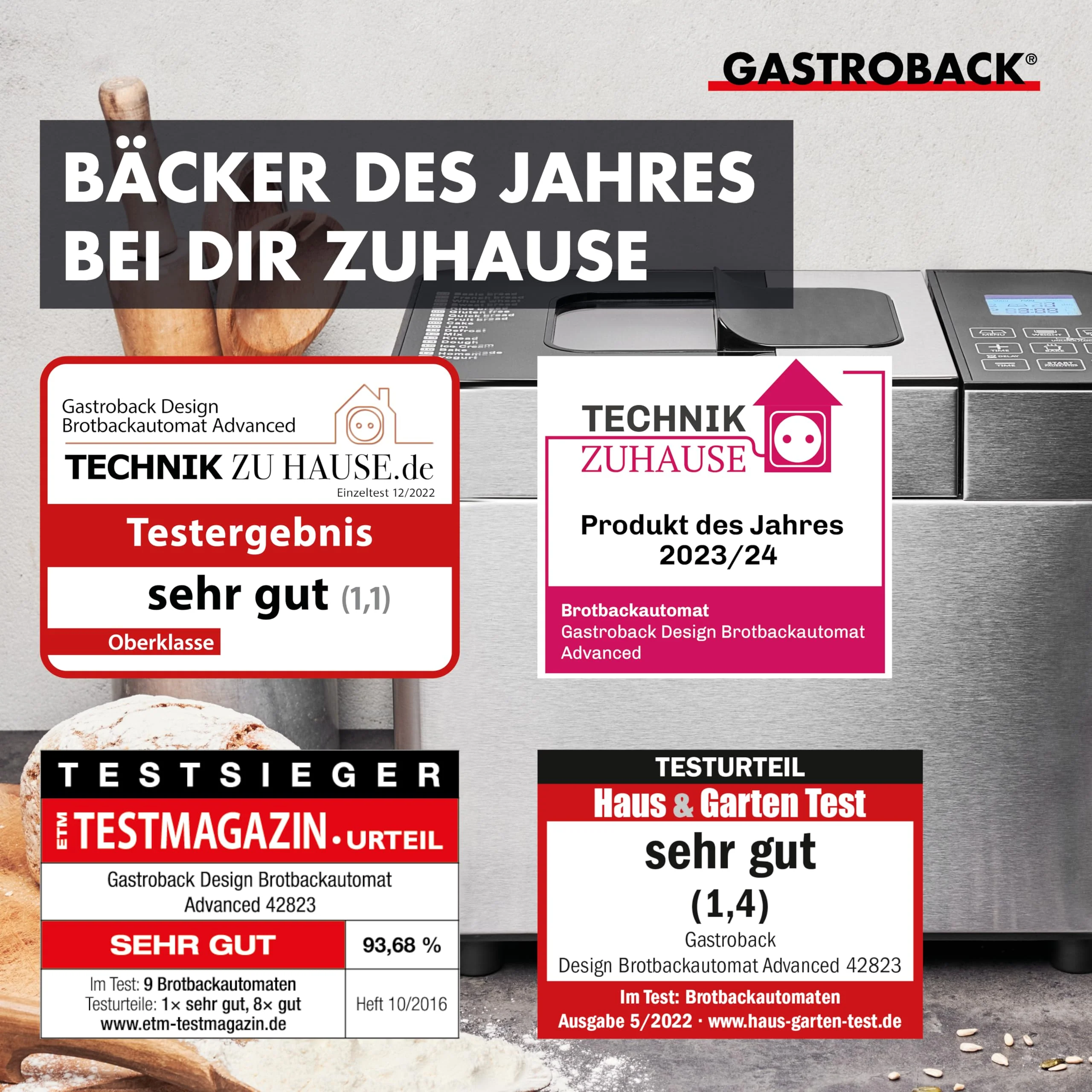 GASTROBACK Brotbackautomat Advance - Vollautomatische Brotbackmaschine + 18 Programmen inkl. Joghurtmaschine, Timer-Funktion, Zutatenfach, Sichtfenster, Brotautomat / Backmaschine in Edelstahl Optik - Image 5