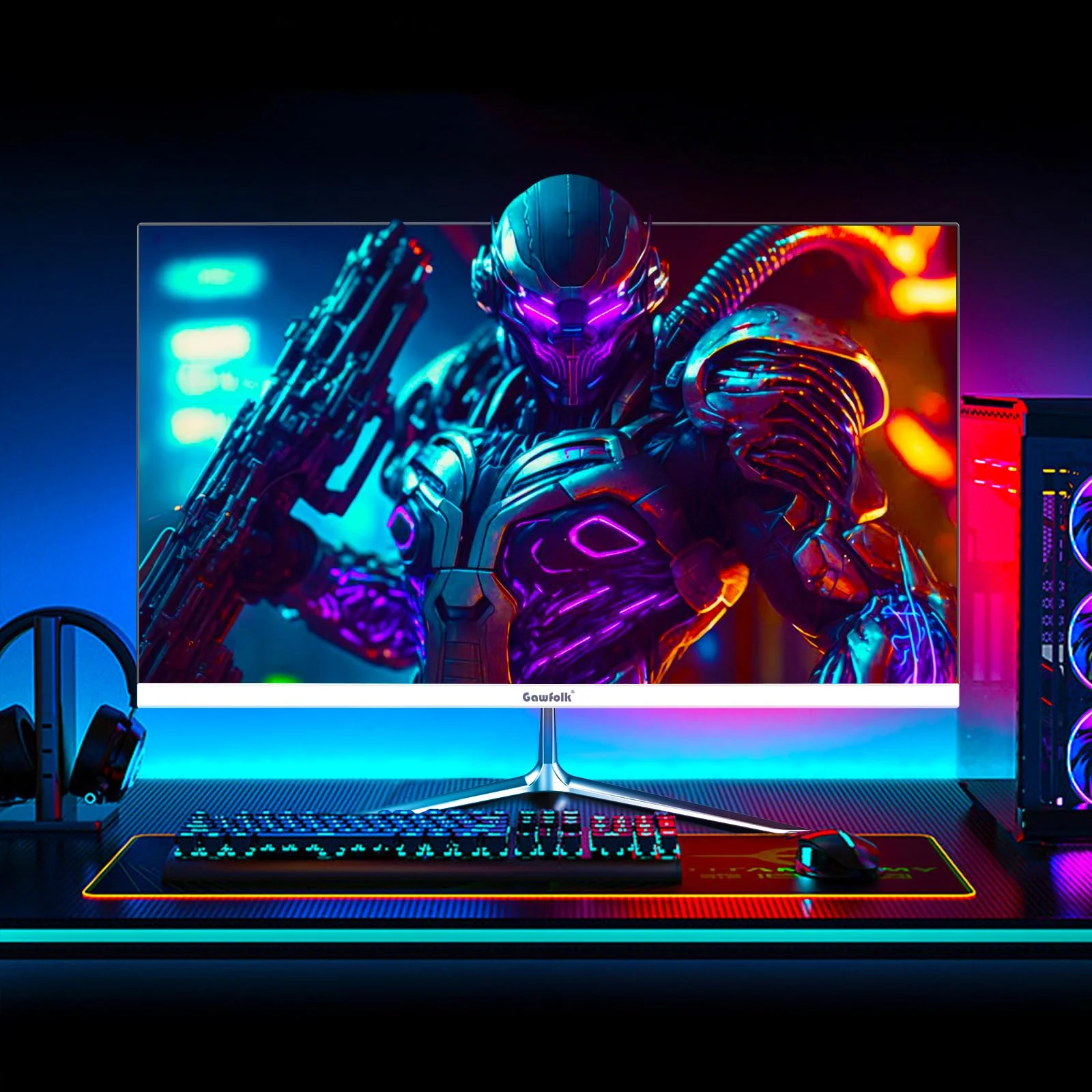 Gawfolk 24,5 Zoll Gaming Monitor mit Lautsprechern, 200 Hz PC Bildschirm FHD 1080P Rahmenlose Computermonitore, DisplayPort, HDMI, Augenpflege - Image 2
