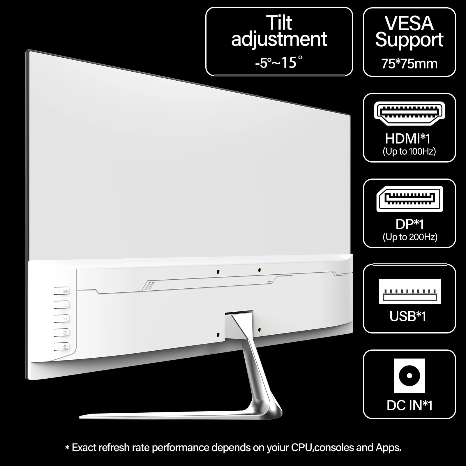 Gawfolk 24,5 Zoll Gaming Monitor mit Lautsprechern, 200 Hz PC Bildschirm FHD 1080P Rahmenlose Computermonitore, DisplayPort, HDMI, Augenpflege - Image 3