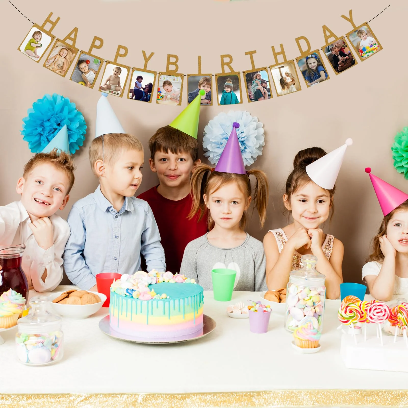Geburtstag Girlande, Fotogirlande zum Geburtstag Happy Birthday, Hängende Foto Wanddekoration für Party Dekor Mädchen/Jungen, Happy Birthday Banner (Letter) - Image 3