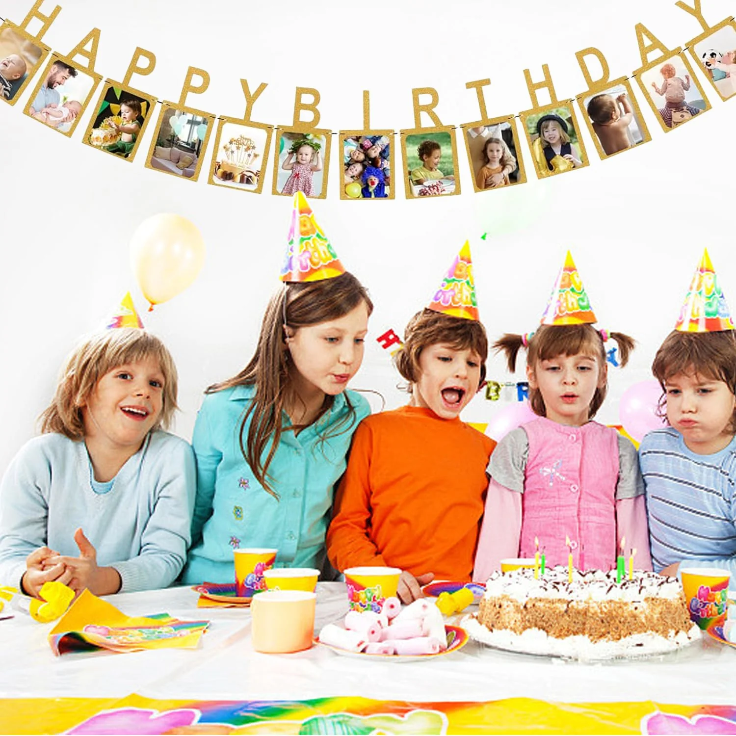 Geburtstag Girlande, Fotogirlande zum Geburtstag Happy Birthday, Hängende Foto Wanddekoration für Party Dekor Mädchen/Jungen, Happy Birthday Banner (Letter) - Image 4