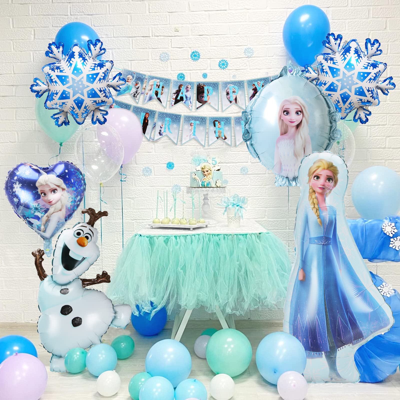 Geburtstag Luftballons Mädchen,Geburtstagsparty Deko,9 PCS Luftballon Blau Geburtstag Kit,Schneeflocken Ballons, Folienballons Blau Geburtstagsdeko - Image 4