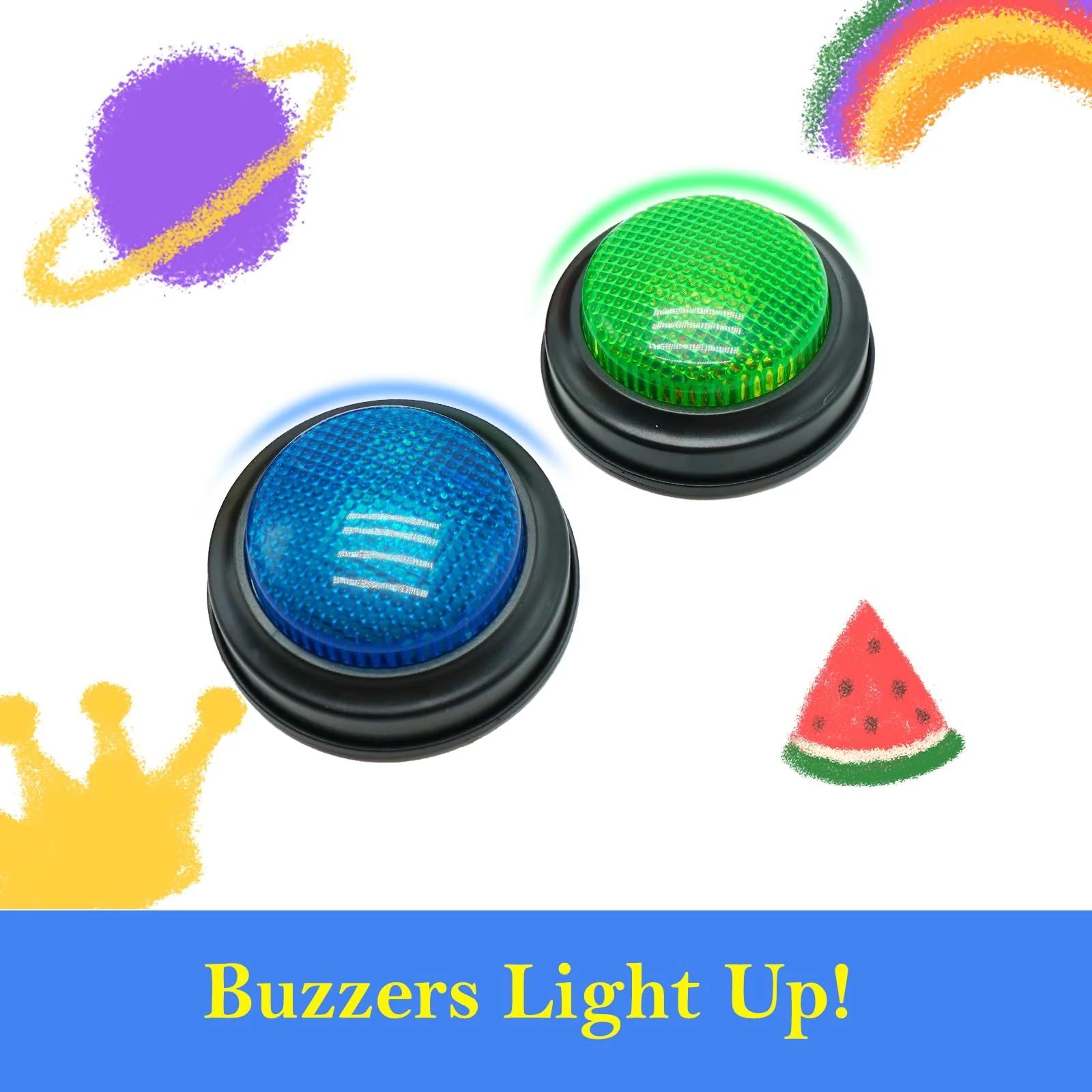 Gelabur 2-Pack Buzzer für Trivia Spiele, Antwort Buzzer für Klassenzimmer, Family Feud Jeopardy Buzzer, Game Buzzer mit Licht und Ton für Klassenzimmer, Game Show Buzzer Tasten - Image 3