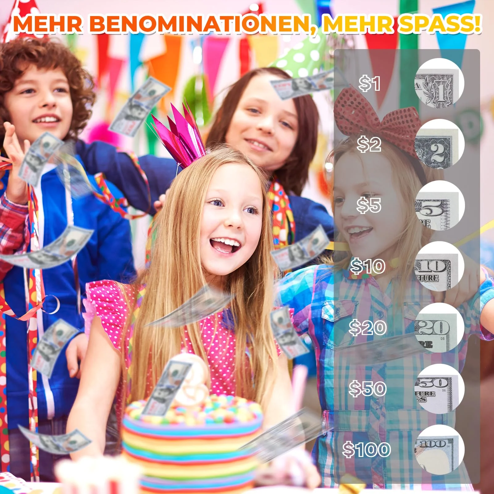 Geld Pistole Shooter mit 101 Requisitengeld, Spielzeugpistole, die Geld für Spielfilme Party sprühen, Handgehaltene Geldpistole Gefälschte Pistole (Gold) - Image 3