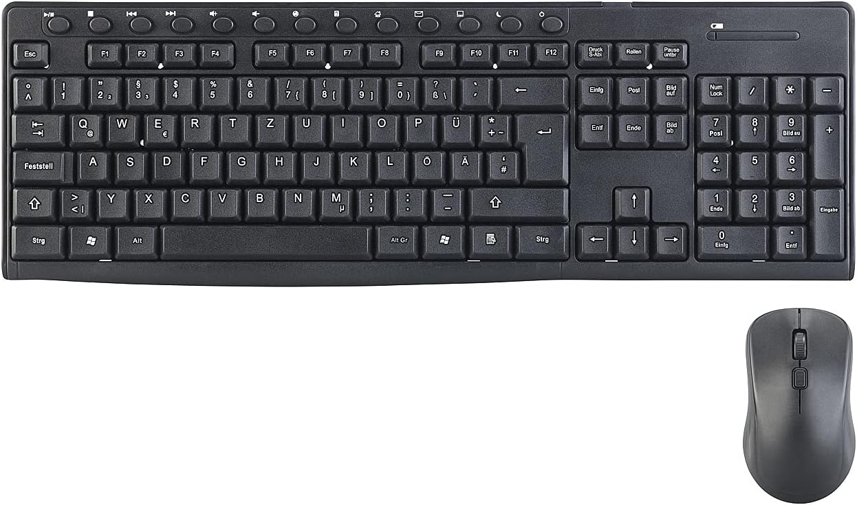 GeneralKeys Funktastatur und Maus: Ergonomische Funk-Tastatur-Maus-Kombination, 2,4 GHz, 10 m Reichweite (Funk Tastatur Set, Tastatur Maus Set, Multimedia Tastaturen) - Image 2