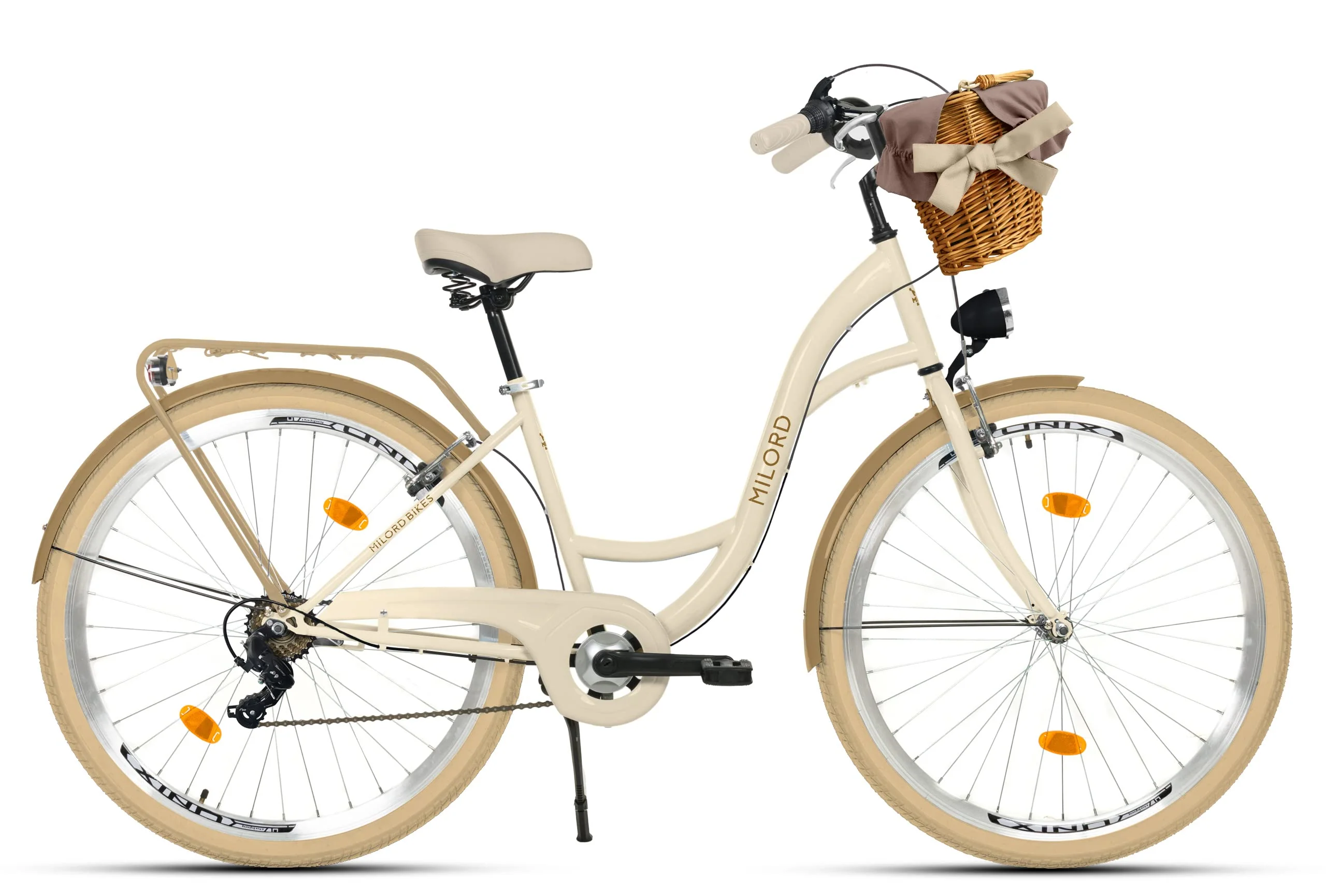 Generic Komfort Fahrrad Citybike Mit Weidenkorb Damenfahrrad Hollandrad, 28 Zoll, Creme-Braun, 7-Gang Shimano - Image 10