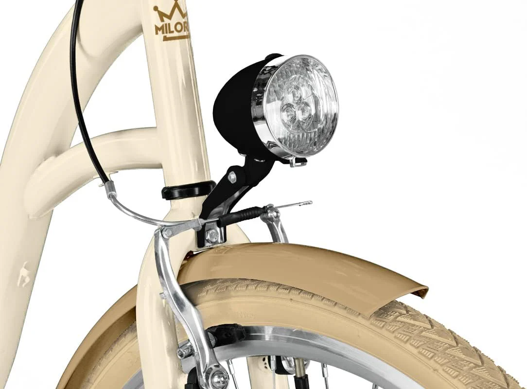 Generic Komfort Fahrrad Citybike Mit Weidenkorb Damenfahrrad Hollandrad, 28 Zoll, Creme-Braun, 7-Gang Shimano - Image 3