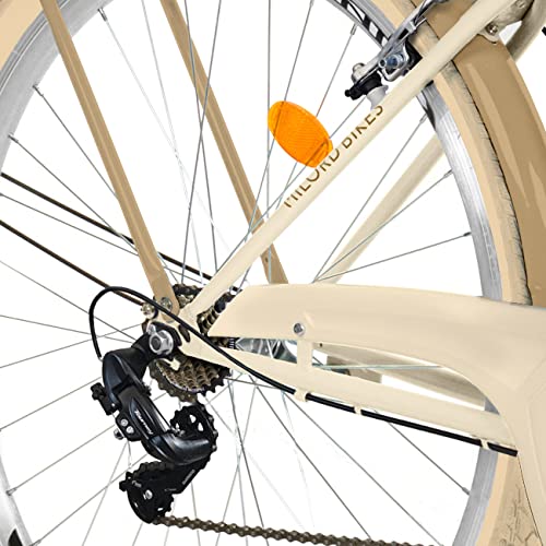 Generic Komfort Fahrrad Citybike Mit Weidenkorb Damenfahrrad Hollandrad, 28 Zoll, Creme-Braun, 7-Gang Shimano - Image 5