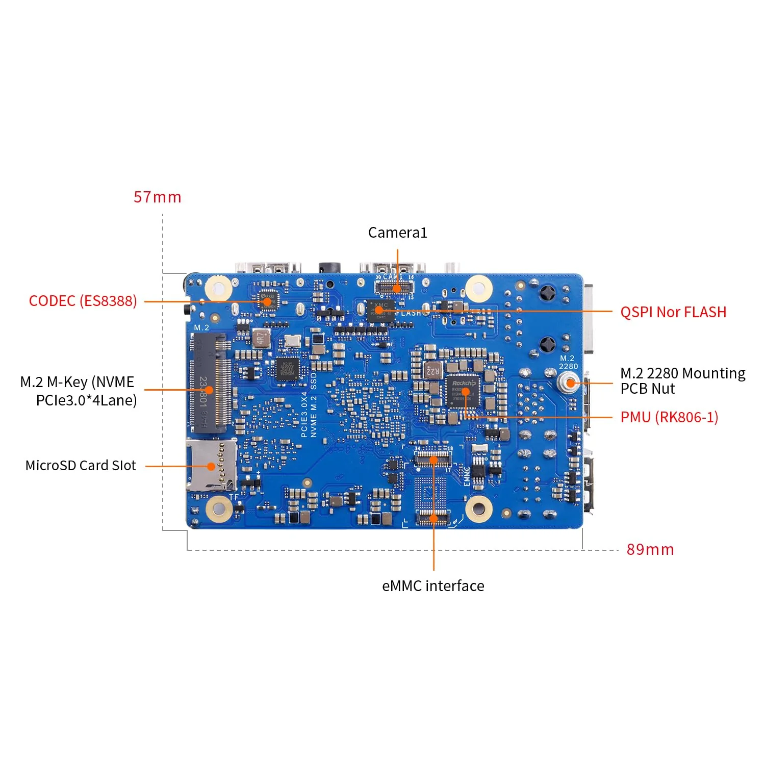 Generic Orange Pi 5 Max 16GB LPDDR5 Rockchip RK3588 8-Core 64-Bit Single Board Computer mit eMMC-Buchse, Wi-Fi 6E/Bluetooth 5.3/BLE, Entwicklungsplatine Run Linux/Ubuntu/Debian/Android (5 Max 16 GB) - Image 2