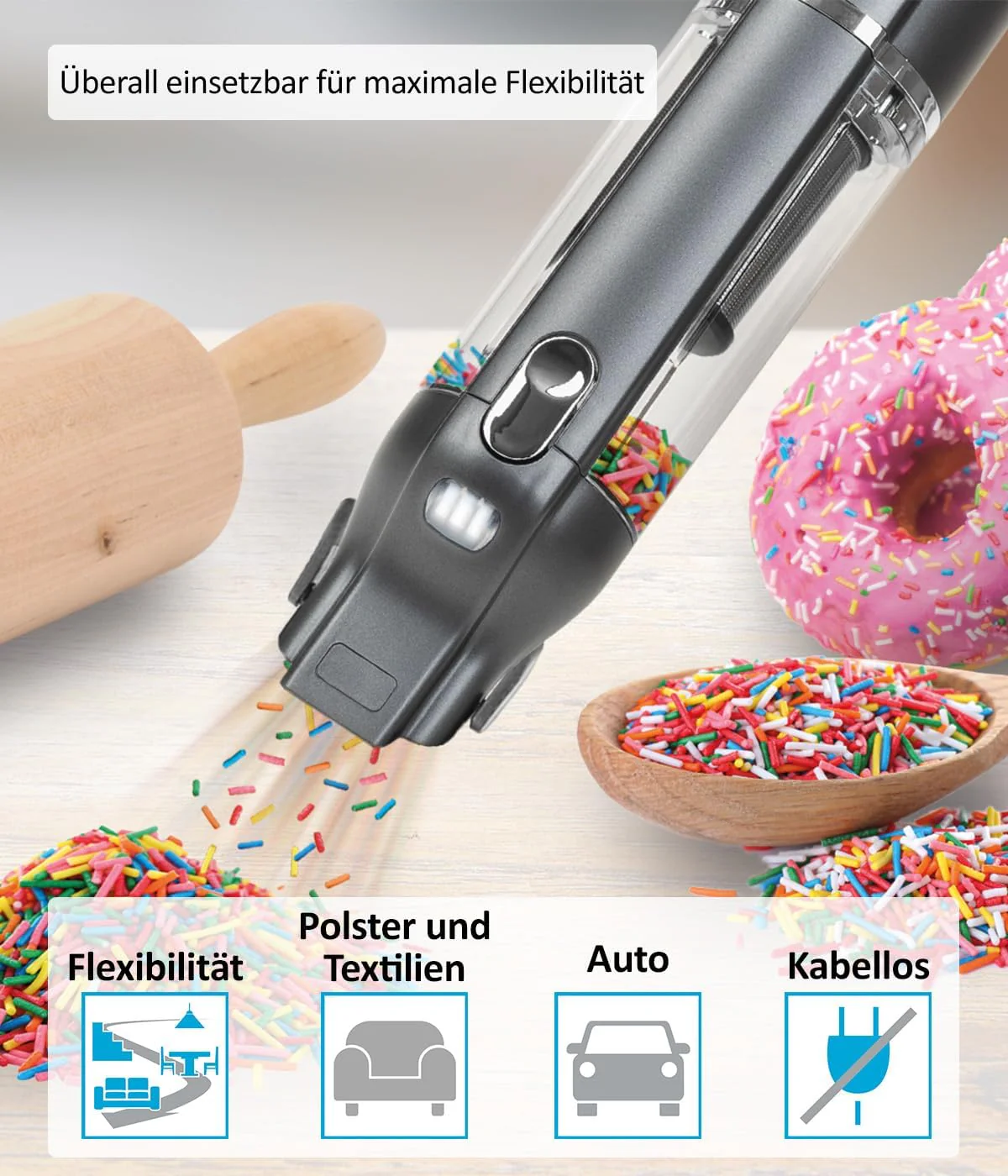 Genius Invictus One 3.0 A28340, Akkustaubsauger, schwarz Silber, 120 W, 100 milliliters, 74 Dezibel - Image 8