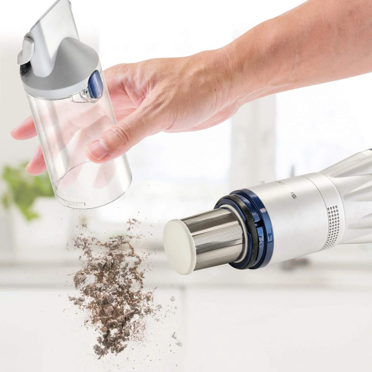 Genius Invictus One A28111, Handstaubsauger, Effektive Filtration durch das 2-Fach-Filtersystem, Perlmutt-weiß, 90 W, 76 Dezibel - Image 4