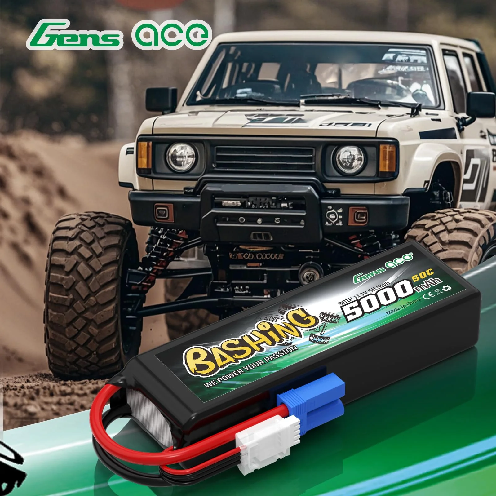 Gens ace 3S Lipo 5000mAh 11.1V 3S1P 50C Bashing Lipo Akku mit EC5 Stecker für die meisten RC-Autos im Maßstab 1/8, 1/10 - Image 2
