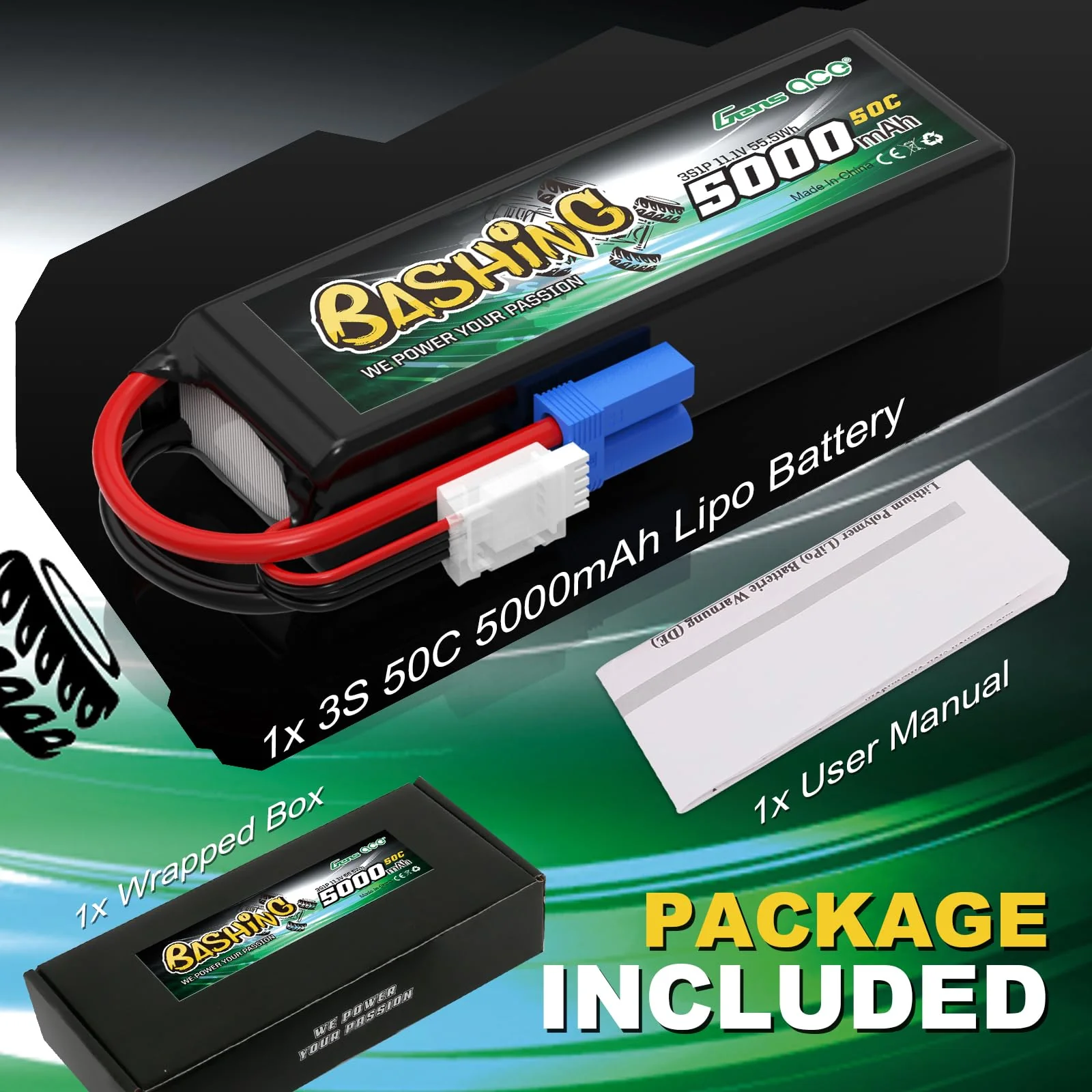Gens ace 3S Lipo 5000mAh 11.1V 3S1P 50C Bashing Lipo Akku mit EC5 Stecker für die meisten RC-Autos im Maßstab 1/8, 1/10 - Image 6