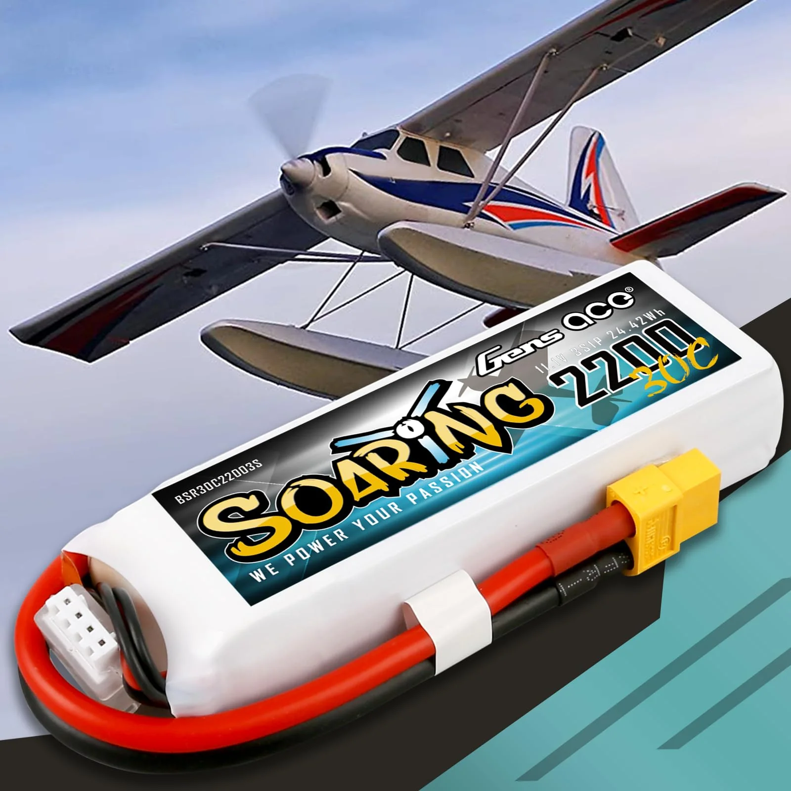 Gens ace 3S Lipo Akku 11,1V 2200mAh RC Batterie mit XT60 Stecker für RC Auto Truck Flugzeug Heilikopter Boot RC Hobby im Motorsegler - Image 2