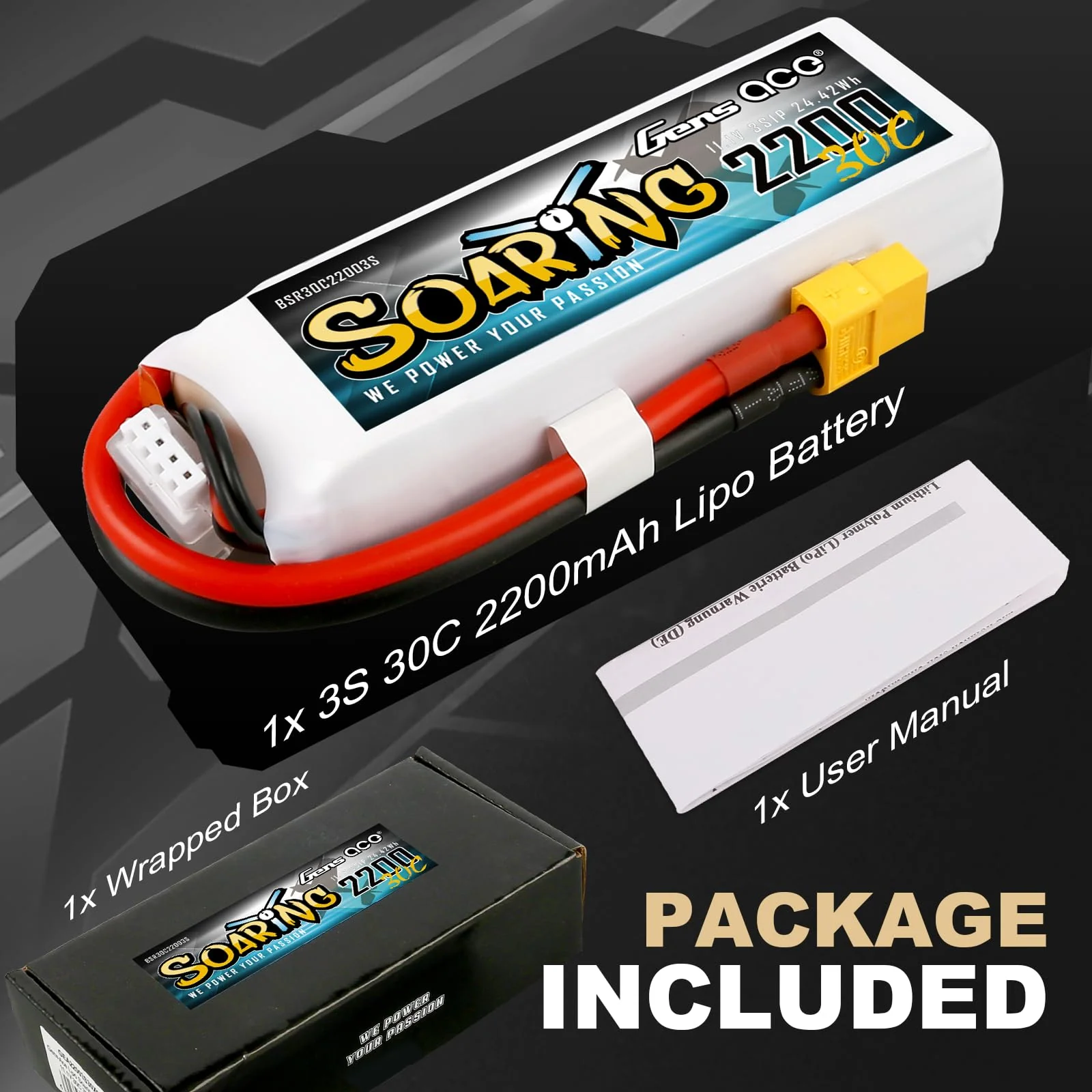 Gens ace 3S Lipo Akku 11,1V 2200mAh RC Batterie mit XT60 Stecker für RC Auto Truck Flugzeug Heilikopter Boot RC Hobby im Motorsegler - Image 6