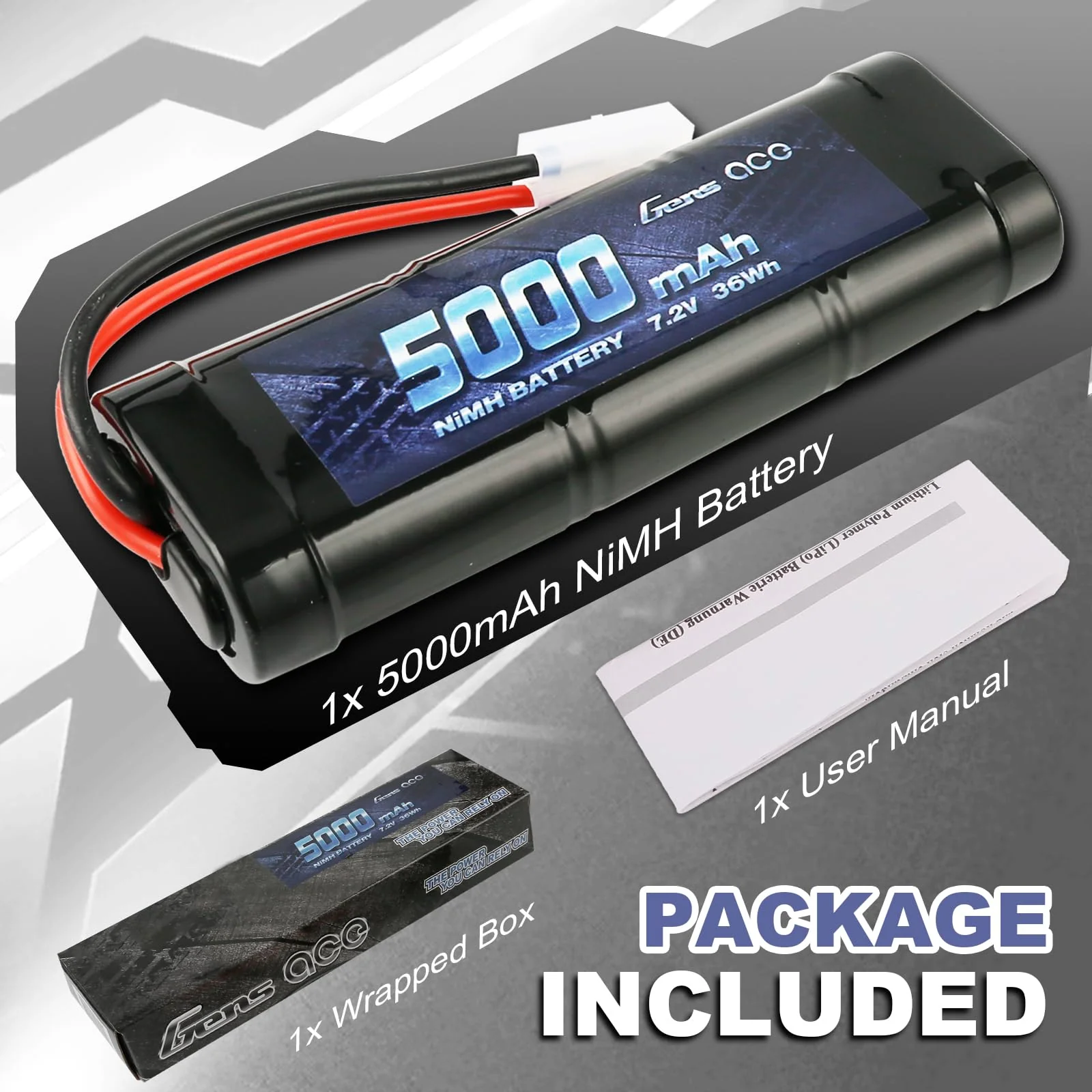Gens ace 7,2V RC Batterie NiMH Akku 6S 5000mAh 50C mit TMY Stecker für LKW RC Auto Flugzeug Hubschrauber Boot LKW Auto - Image 6