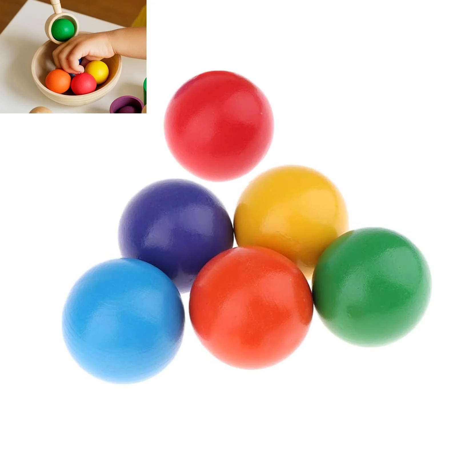 GERUI 6 X Holzkugeln Regenbogen, Regenbogenkugeln, lustige Kinderspielzeuge, Kinder Pädagogisches Lernspielzeug, Vorschul-Lernmaterial für Kinder - Image 6