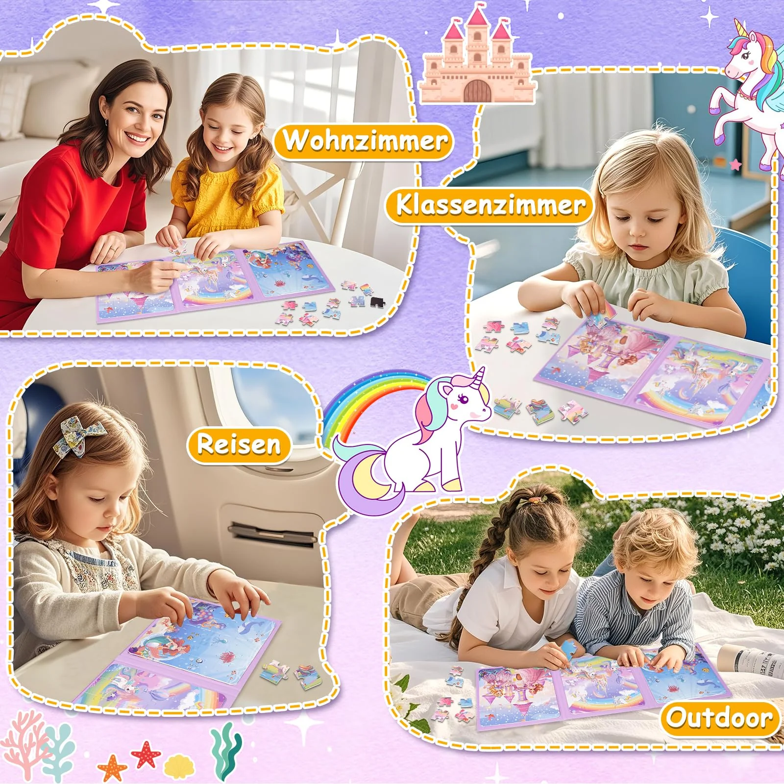 Geschenk Mädchen 4 5 6 7Jahre Geschenkideen, Puzzle ab 3-4-5-6 Jahre für Mädchen Kinder Reisespiele Spielzeug ab 3-8 Jahre Mädchen Einhorn Magnetspiel Beschäftigung für Kinder im Flugzeug Autofahrt - Image 3