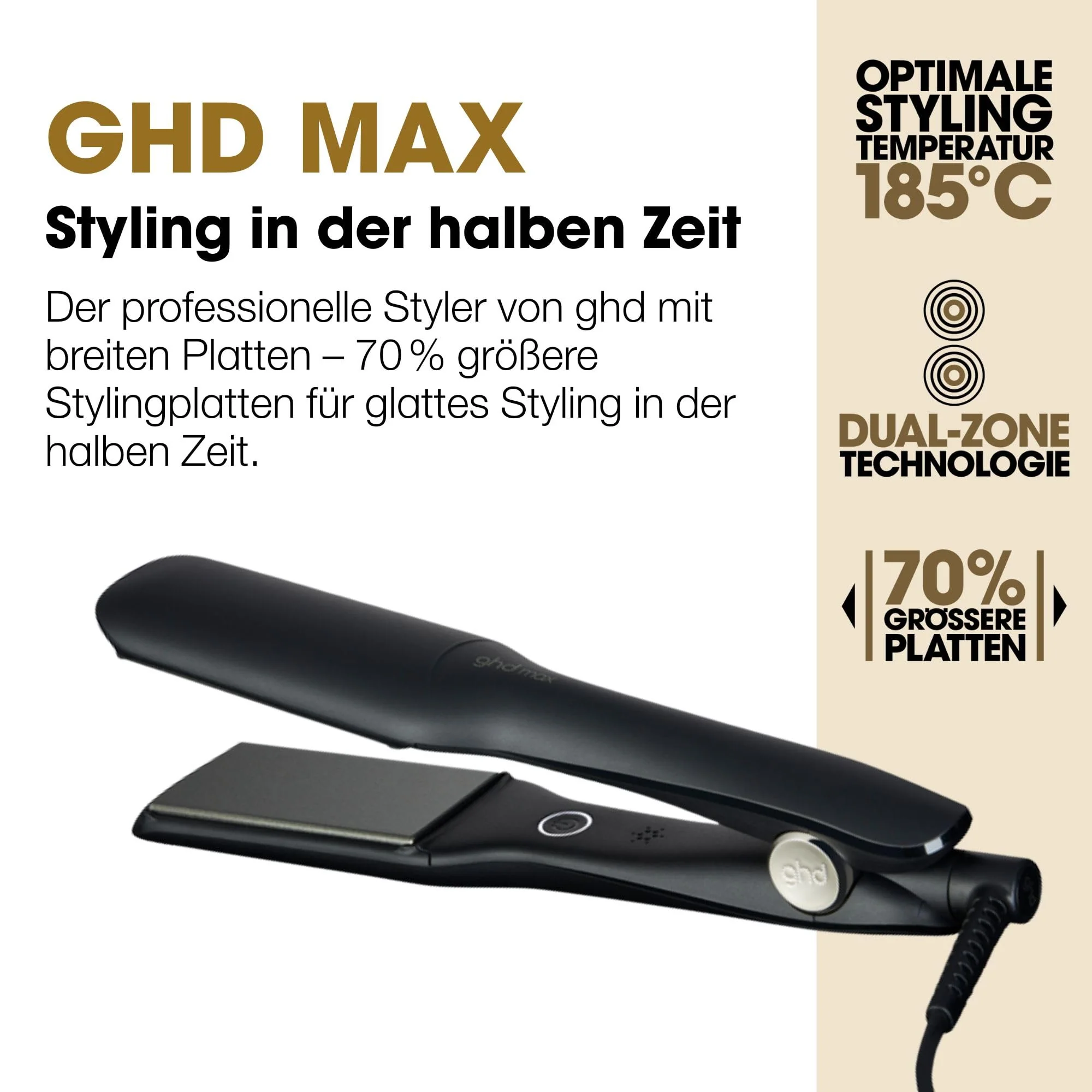 ghd Max Breitplatten-Haarglätter & Styler in Schwarz - Größere Platten für schnelles Styling, mehr Glanz, Frizz-frei - Für langes, dickes oder lockiges Haar - Image 7