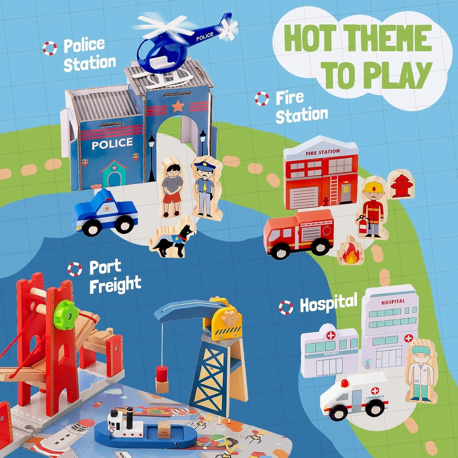 Giant bean Holzeisenbahn Set, 117 Pcs City-Zugset für Kinder Erweiterbares Holzeisenbahn-Set, Kleinkindspielzeug, Geschenk für Jungen und Mädchen ab 3 Jahren - Image 8
