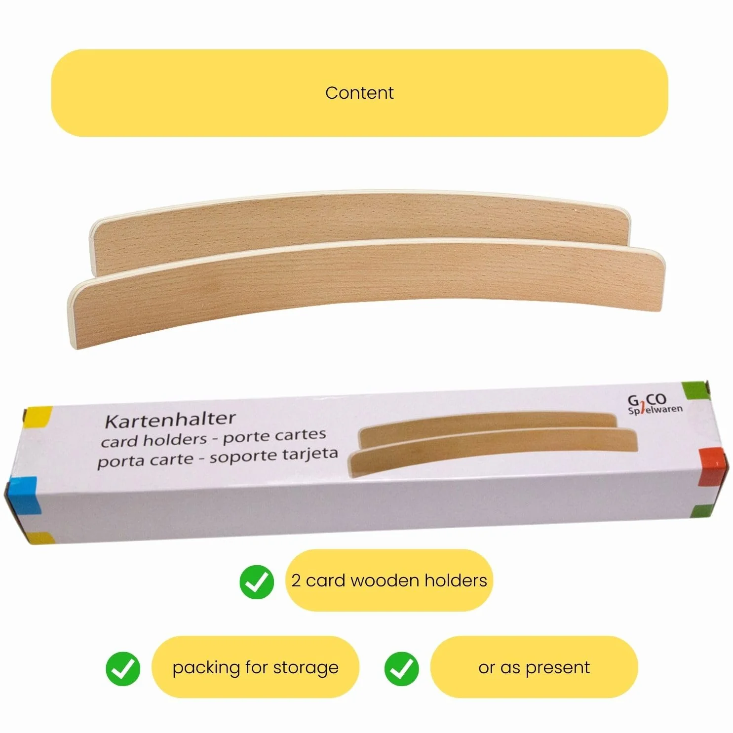 GICO Spielkartenhalter für Spielkarten - 2 Stück Spielkartenständer aus Holz, Länge Kartenhalter je 33 cm - 7956 - Image 2