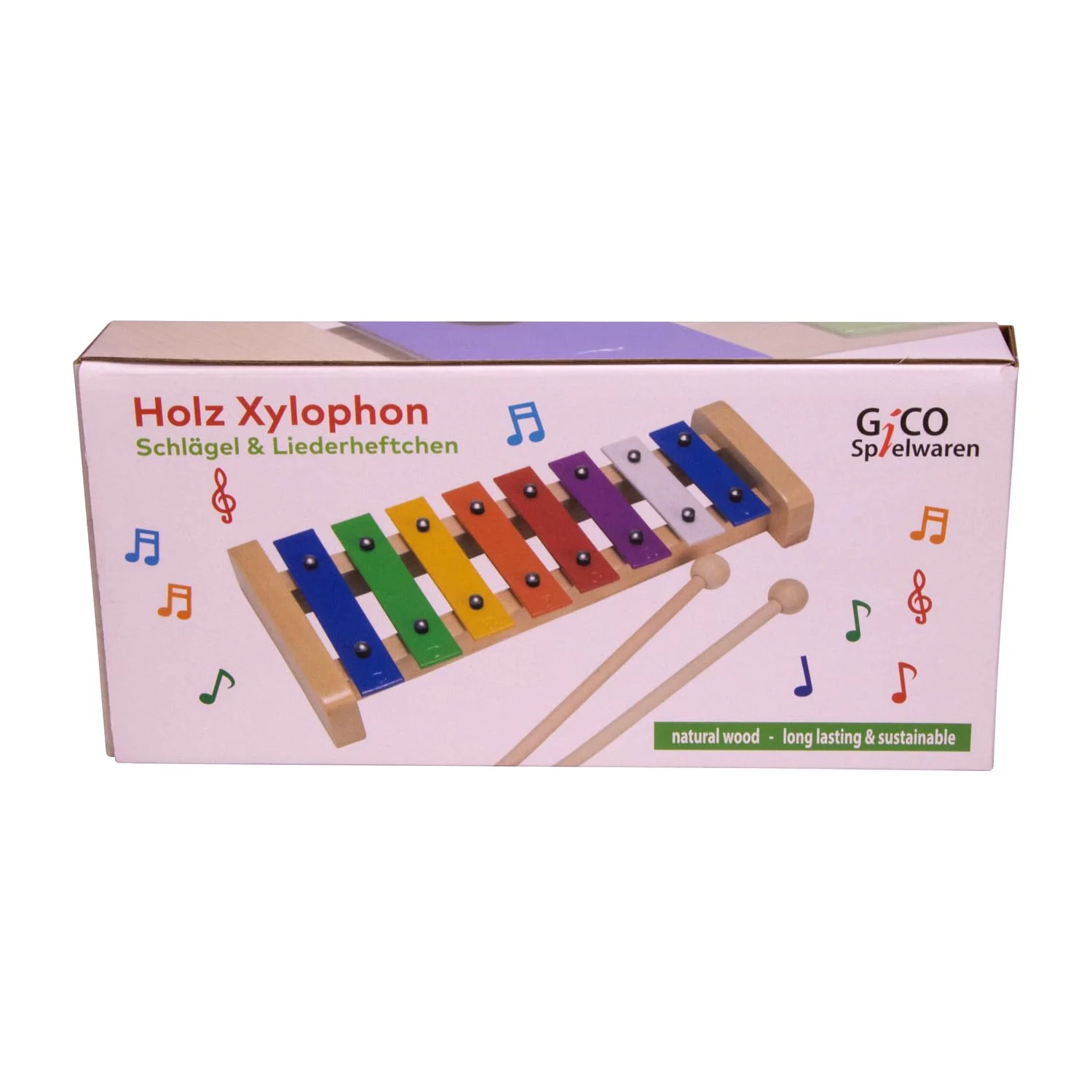 GICO Xylophon aus Holz mit 8 Tönen (C-DUR) für Kinder mit 2 Schlägeln und deutsch, englischem Liederbuch - 3811 - Image 3