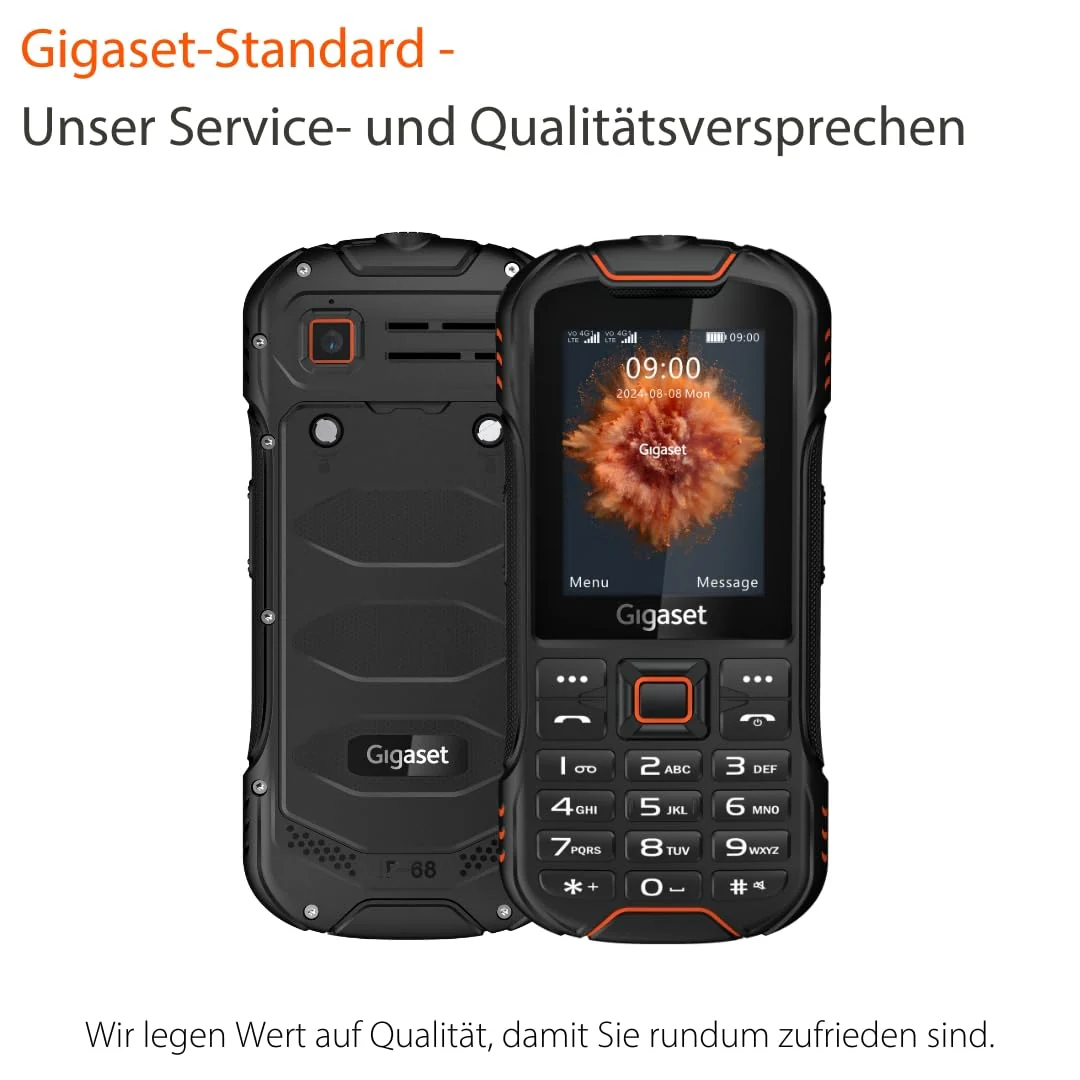 Gigaset GLX8 - Robustes 4G-Outdoor-Tastenhandy – Staub- & wasserdicht IP68 Schutzklasse - Dual SIM - ohne Vertrag - Bluetooth 5.0-2,4 Zoll LCD-Display, Schwarz/Orange - Image 3