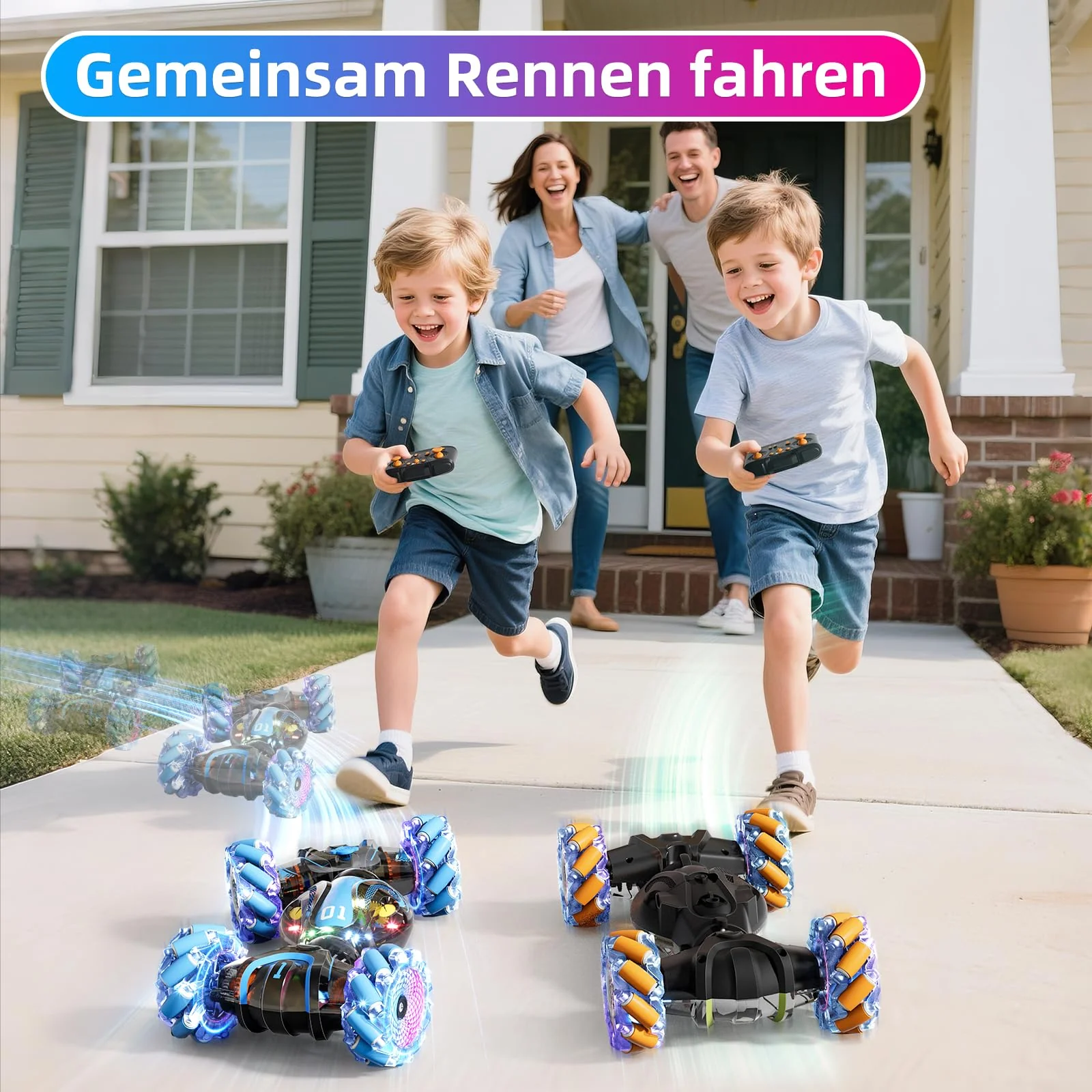 Gigilli Ferngesteuertes Auto mit Gestensteuerung Doppelseitige RC Auto 2,4 GHz 4WD 360° Wiederaufladbar Crawler Lichtern Musik Weihnachten Geschenk Spielzeug für Junge ab 6 7 8 9 10 12 Jahre Orange - Image 2