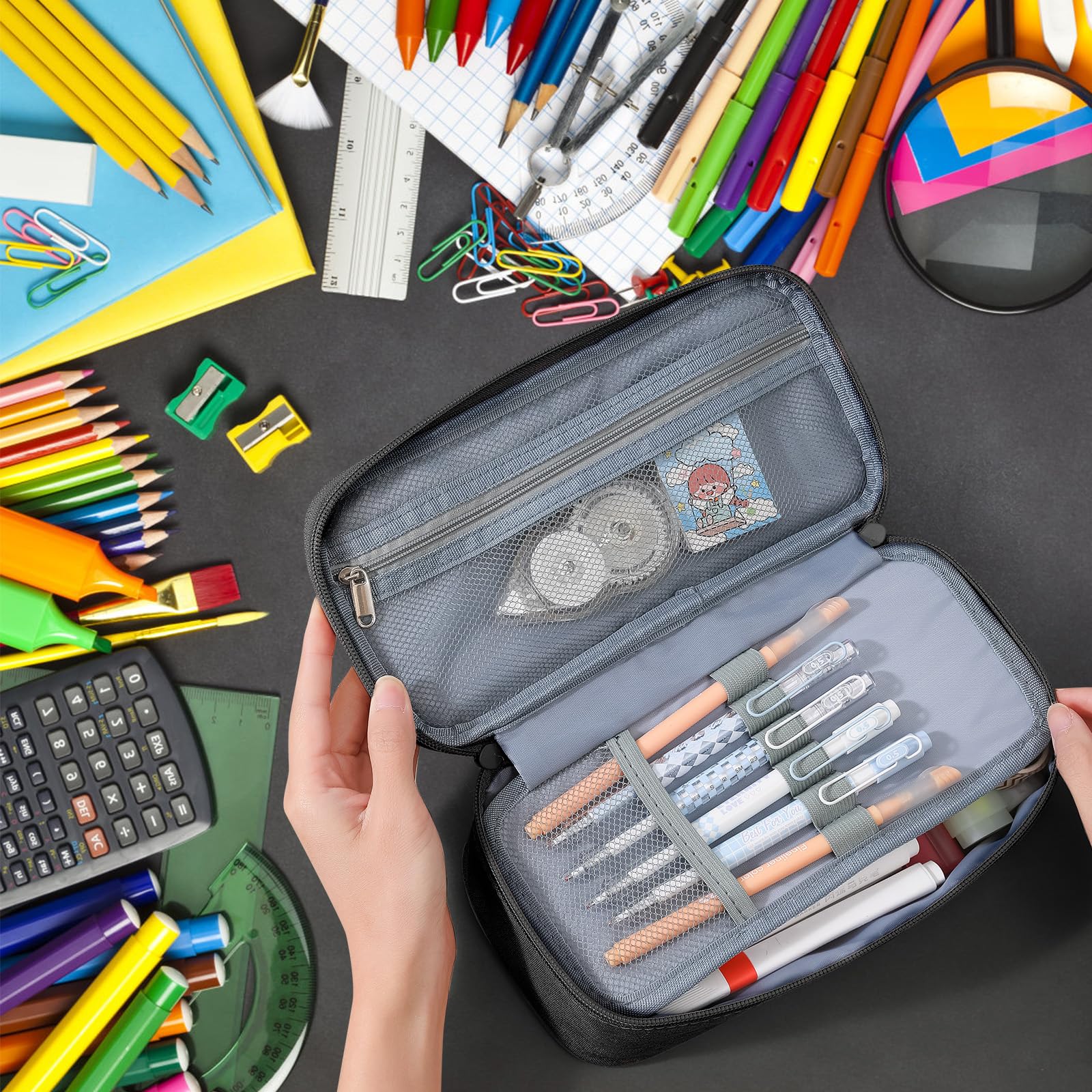 Gigmeta Federmäppchen Federtaschen Mäppchen Etui Stifte 5 Fach, Großer Vorrat Federmäppchen Große Größe Pencil Case Teenagerfeder Mäppchen Unisex - Image 7