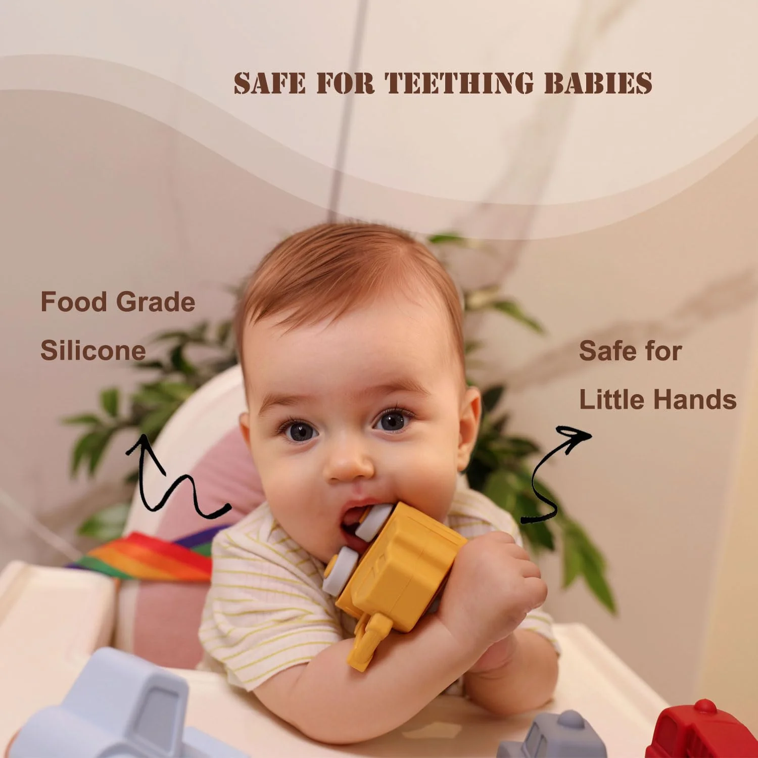Ginbear Silikon-Spielzeugautos für Babys | Ab 9 Monaten | Weiches Krabbelfahrzeug-Set (12-18 Monate) | Ungiftiges Spielzeug für Kleinkinder 1-3 Jahre | BPA-frei, Lebensmittelecht (Bagger + Bulldozer) - Image 4