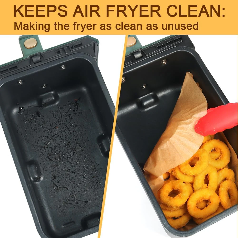 GINOYA Backpapier für Tefal EY9018 Dual Easy Fry 5,2/3,1 L, Philips Dual Basket Airfryer 3000-Serie, Moulinex 8,3 L, Cecotec, DMS, Luftfritteusen Zubehör für Doppelkammer Heißluftfritteuse - Image 2