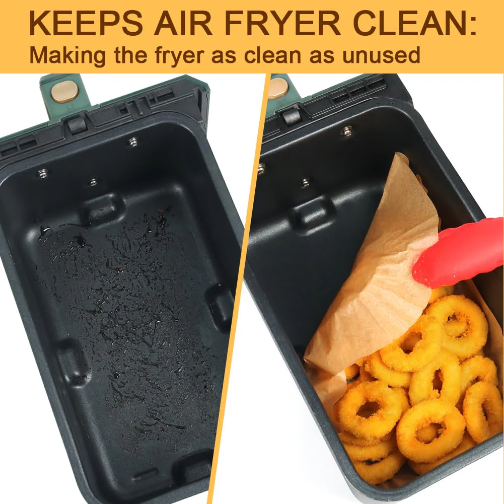 GINOYA Backpapier für Tefal EY9018 Dual Easy Fry 5,2/3,1 L, Philips Dual Basket Airfryer 3000-Serie, Moulinex 8,3 L, Cecotec, DMS, Luftfritteusen Zubehör für Doppelkammer Heißluftfritteuse - Image 4