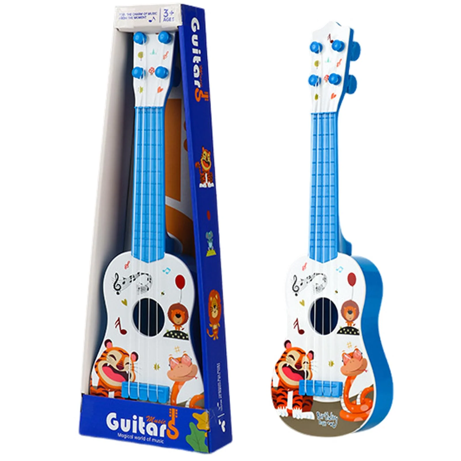 Gitarre für Kinder, 41cm Mini Gitarre Ukulele Musikspielzeug mit 4 Stimmbare Saiten, Gitarre Instrumente Spielzeug Musik Lernspielzeug Für Kleinkinder Anfänger Jungen Mädchen Geschenk (Blau)