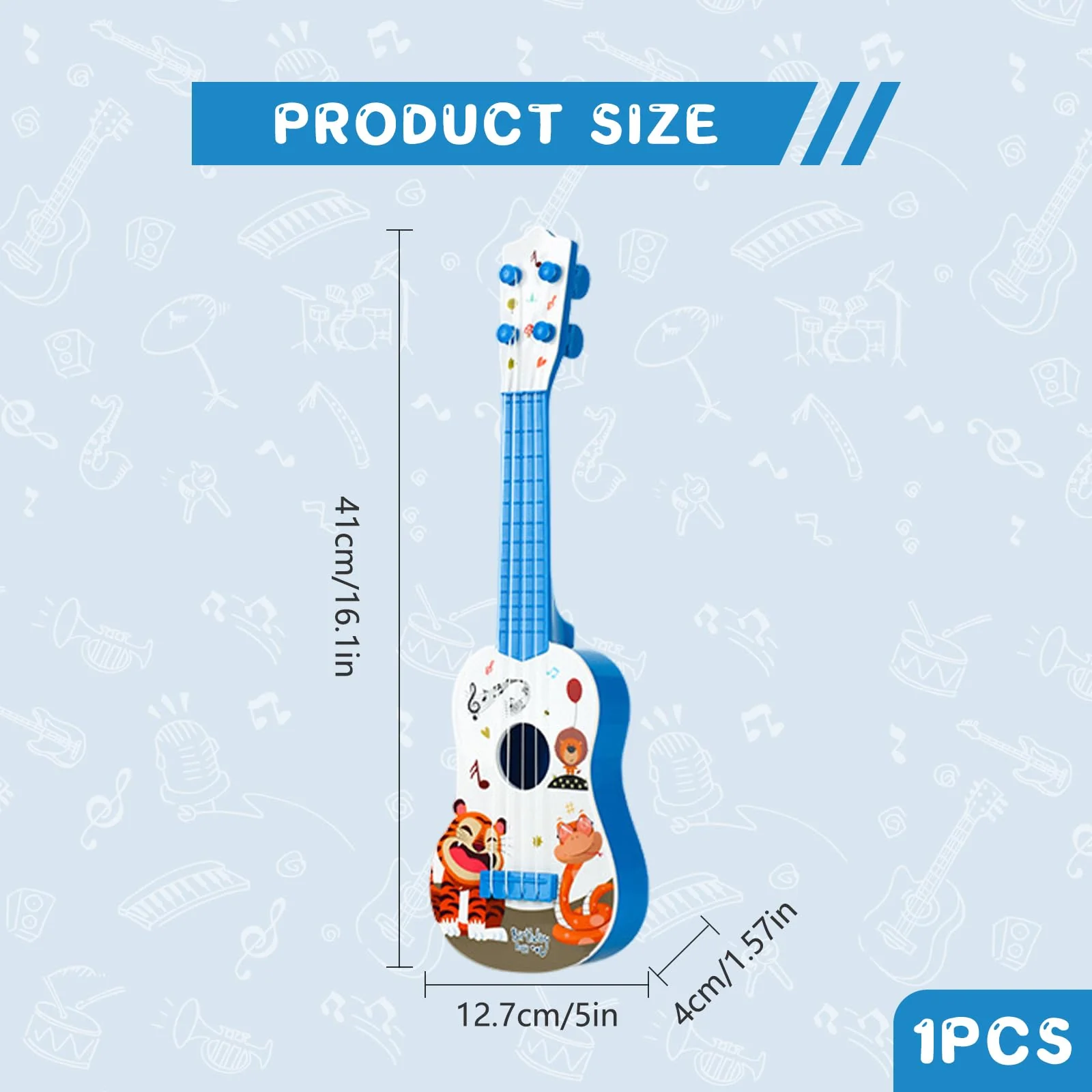 Gitarre für Kinder, 41cm Mini Gitarre Ukulele Musikspielzeug mit 4 Stimmbare Saiten, Gitarre Instrumente Spielzeug Musik Lernspielzeug Für Kleinkinder Anfänger Jungen Mädchen Geschenk (Blau) - Image 5