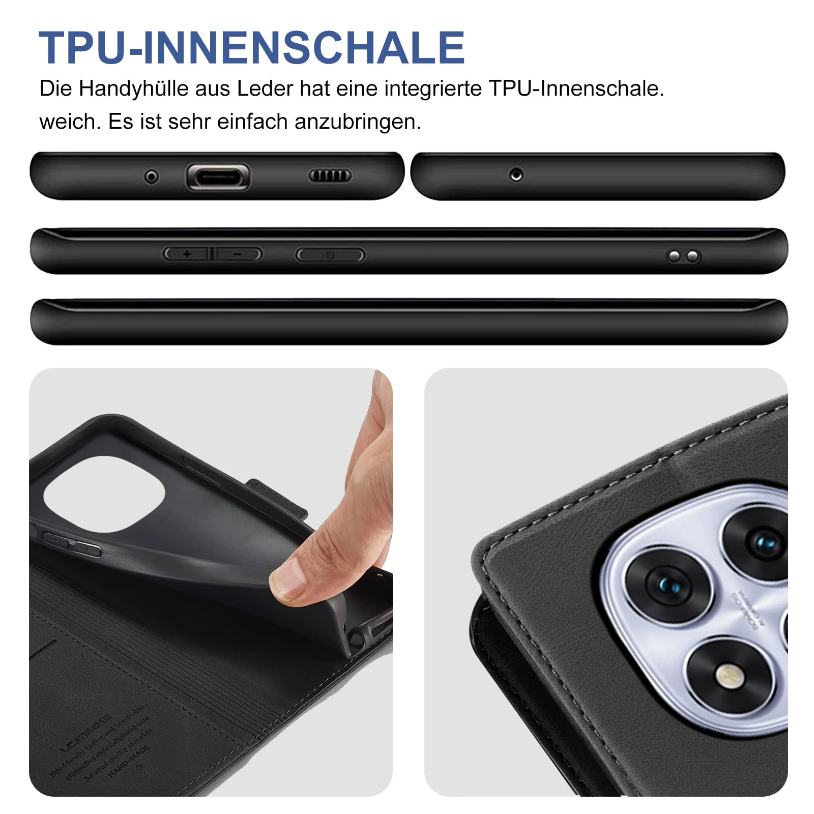 Giyer für Xiaomi Redmi Note 14 Pro Hülle mit Schutzfolie, Handyhülle Redmi Note 14 Pro 5G PU Leder Wallet Flip Case, Schutzhülle Redmi Note 14 Pro Klapphülle mit Kartenfach Standfunktion (Schwarz) - Image 7