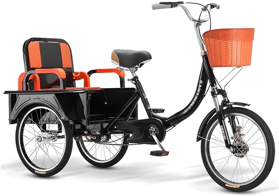 GJYDPU 20 Zoll lastenfahrrad, Dreirad für Erwachsene, 200 kg Belastbarkeit, Senioren Fahrrad mit kindertransport, verstellbare Sitzhöhe, 3-Rad-Cruiser-Fahrrad, für Einkaufen, Picknicks - Image 5