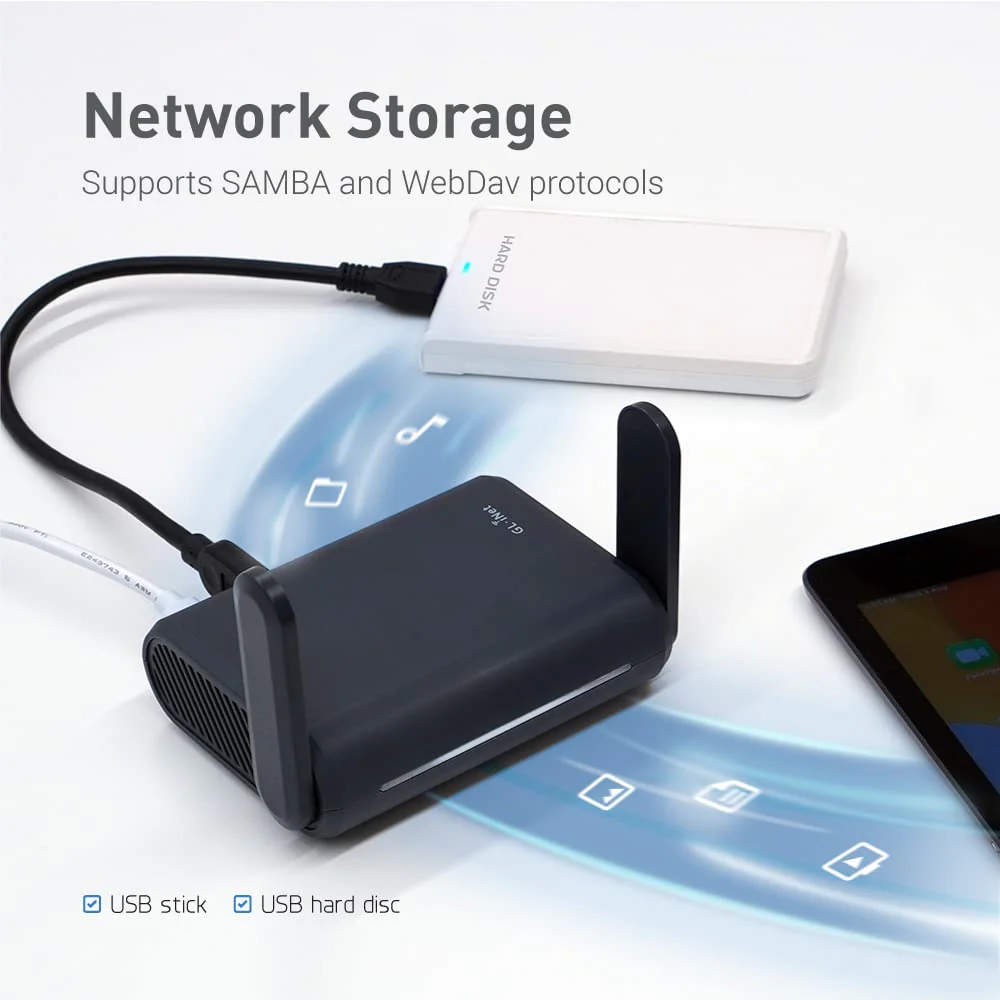 GL.iNet GL-A1300 (Slate Plus) Wireless VPN Travel Router– Easy to Setup, Connect to Hotel WiFi & Captive Portal, Phone Tethering, Range Extender, Assess Point, Pocket-Sized, Open Source, NAS - Image 3