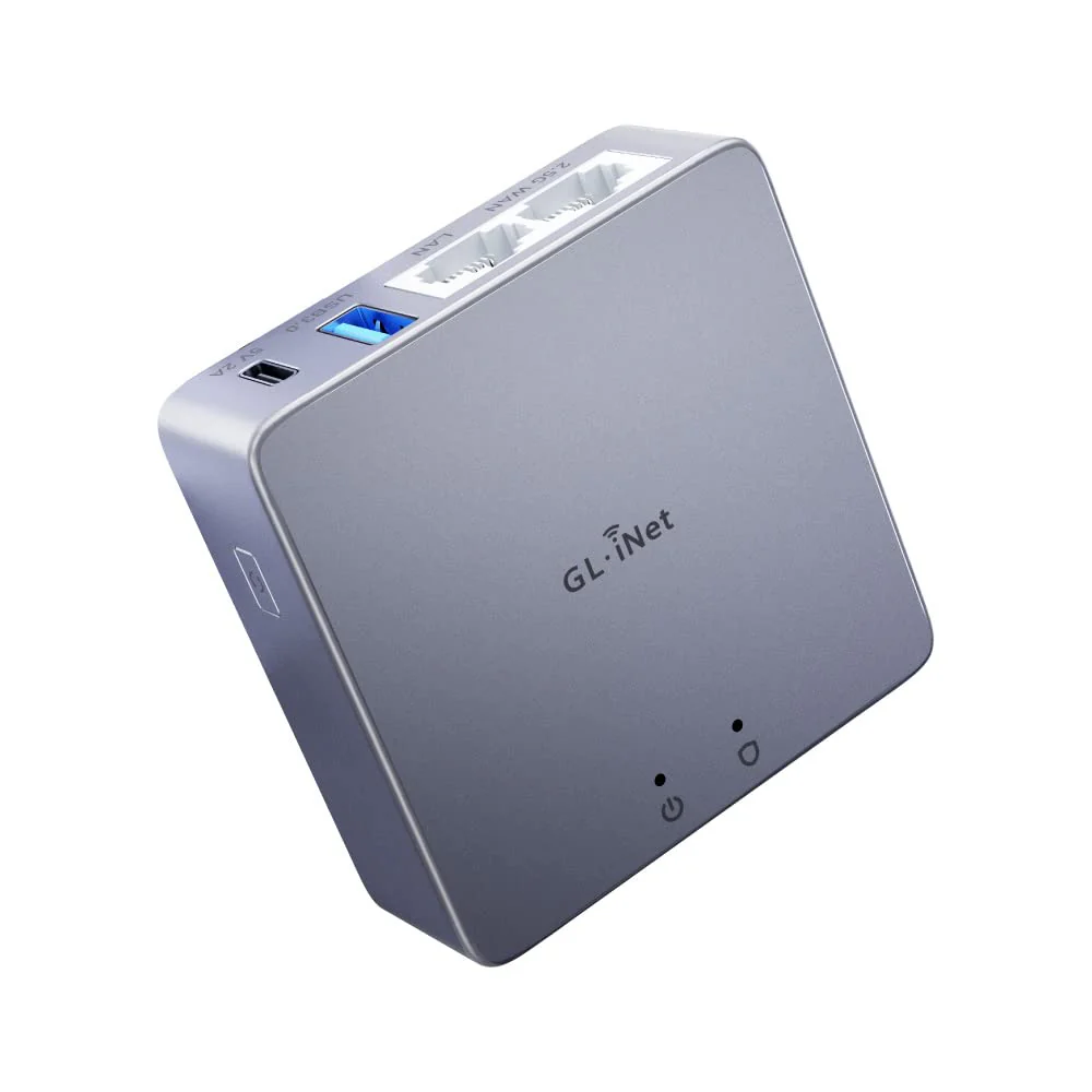 GL.iNet MT2500A (Brume 2) Mini-VPN-Sicherheitsgateway für Heimbüro und Remote-Arbeit, Hosting von VPN-Server und -Client, VPN-Kaskadierung, 2,5-G-WAN, *KEIN WLAN* (Gehäuse Aluminiumlegierung) - Image 3