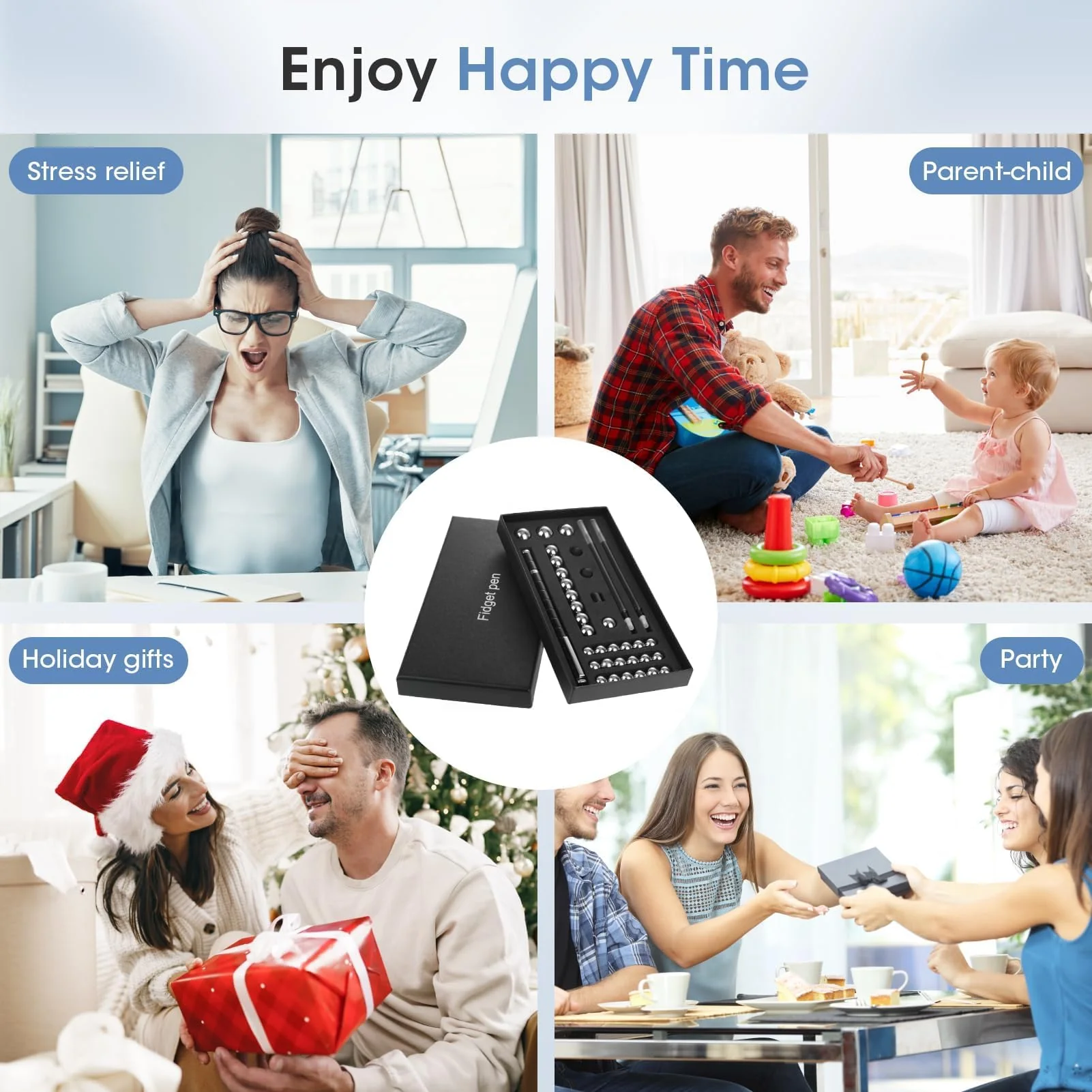 GlasFlength Magnetstift Fidget Pen, Lustige Magnet Stift Schwarz Magnetischer Kugelschreiber Gravity Pen Geschenke Coole Gadgets für Männer Frauen Kinder Teenager Weihnachten Geburtstagsgeschenk - Image 2