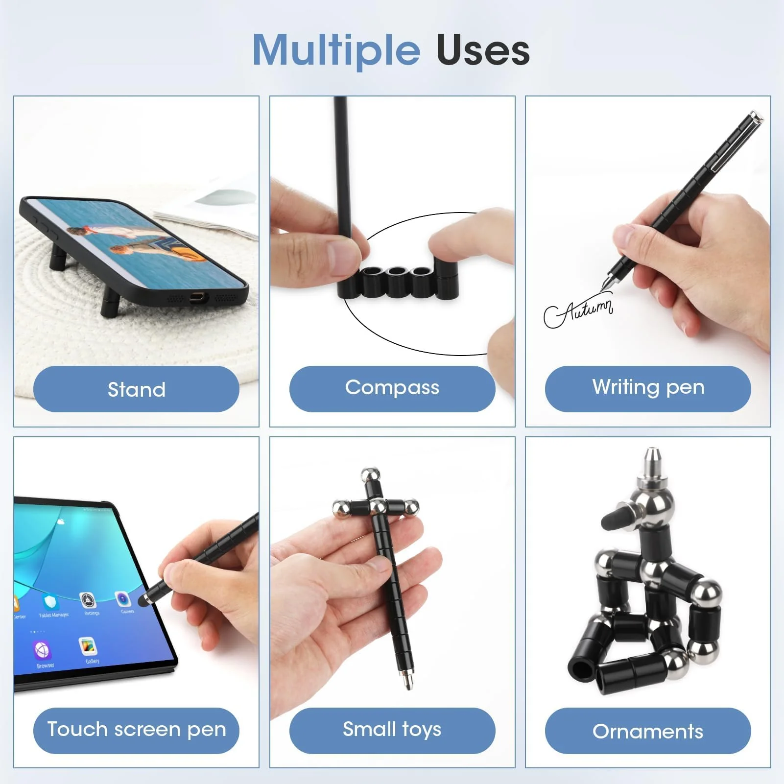 GlasFlength Magnetstift Fidget Pen, Lustige Magnet Stift Schwarz Magnetischer Kugelschreiber Gravity Pen Geschenke Coole Gadgets für Männer Frauen Kinder Teenager Weihnachten Geburtstagsgeschenk - Image 3