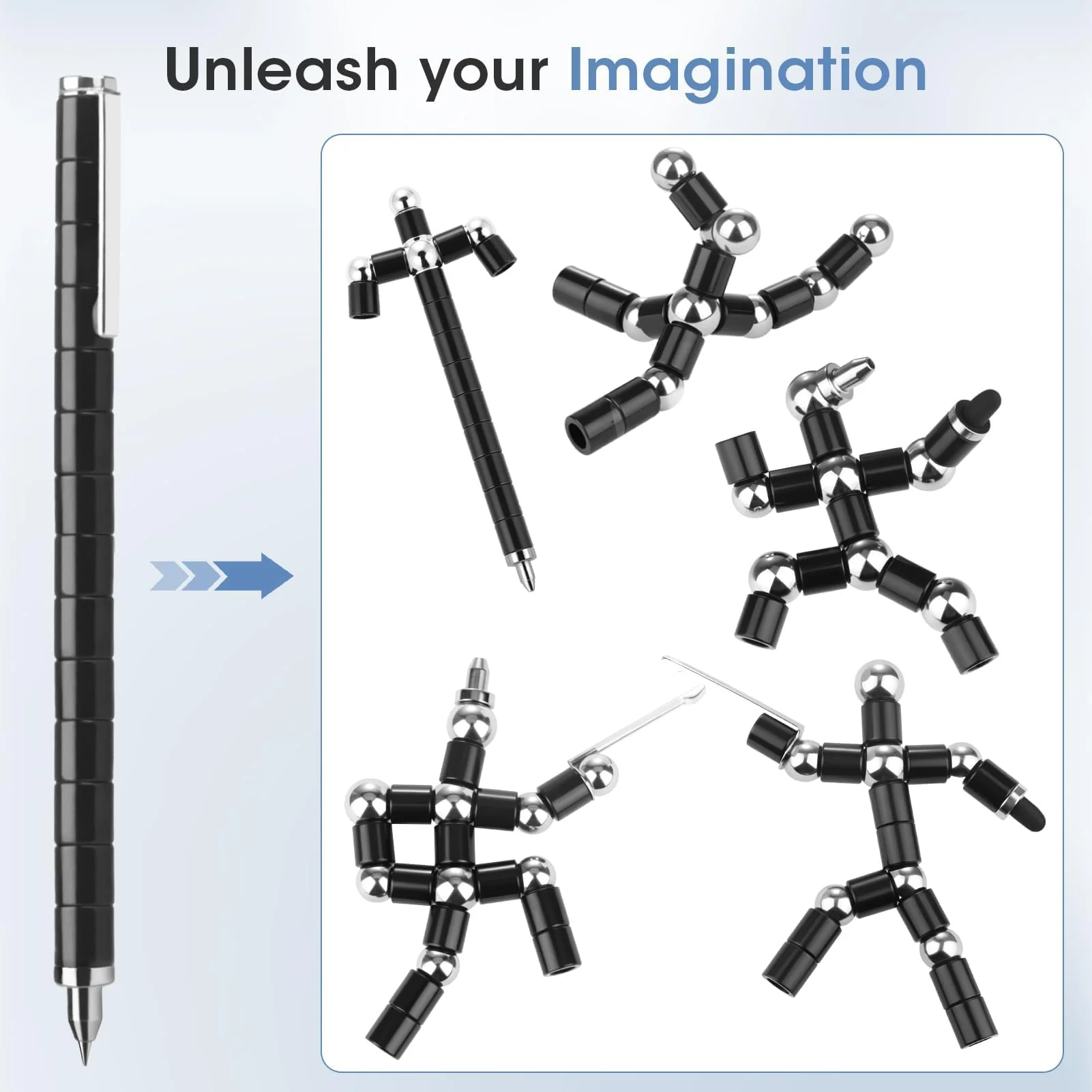 GlasFlength Magnetstift Fidget Pen, Lustige Magnet Stift Schwarz Magnetischer Kugelschreiber Gravity Pen Geschenke Coole Gadgets für Männer Frauen Kinder Teenager Weihnachten Geburtstagsgeschenk - Image 6