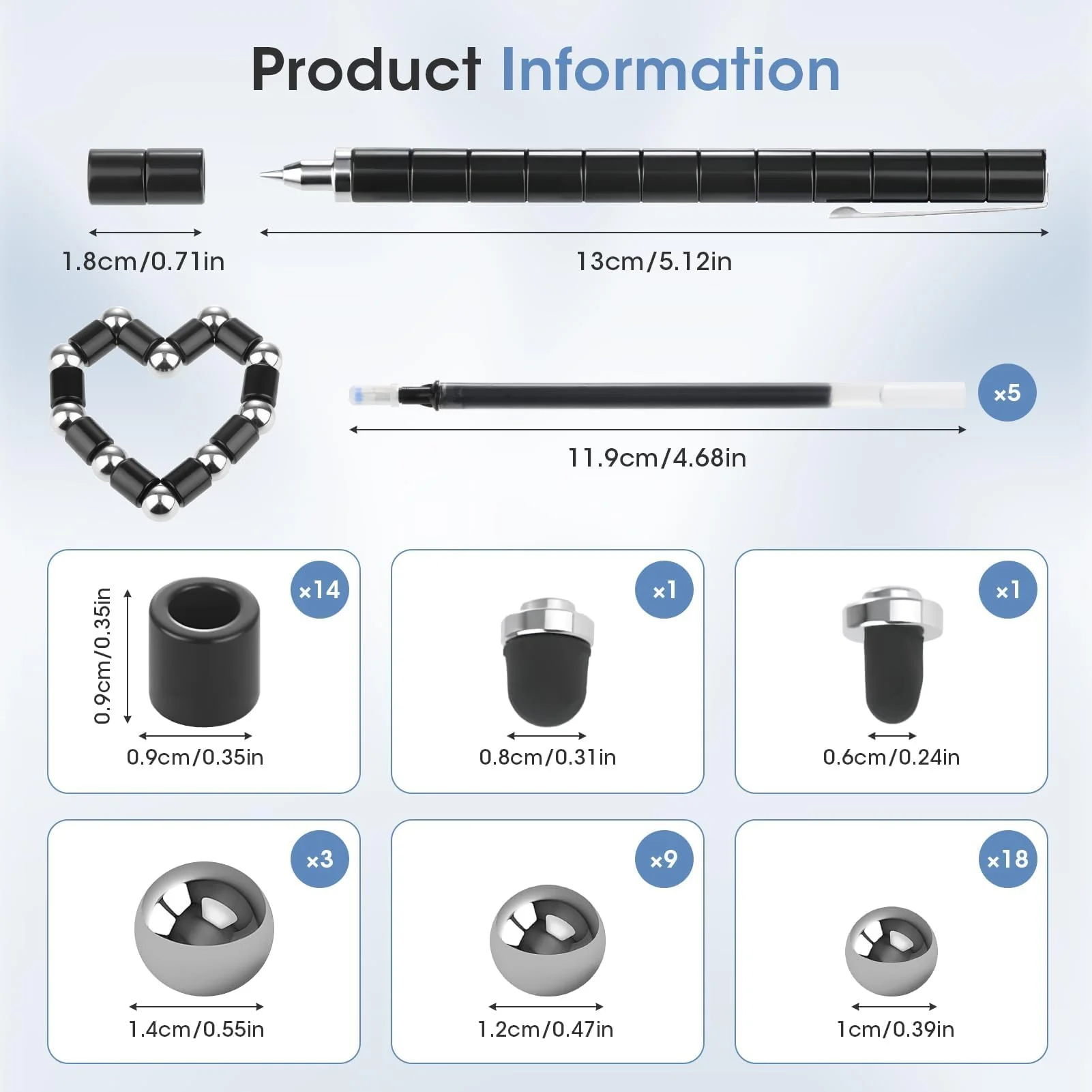 GlasFlength Magnetstift Fidget Pen, Lustige Magnet Stift Schwarz Magnetischer Kugelschreiber Gravity Pen Geschenke Coole Gadgets für Männer Frauen Kinder Teenager Weihnachten Geburtstagsgeschenk - Image 7