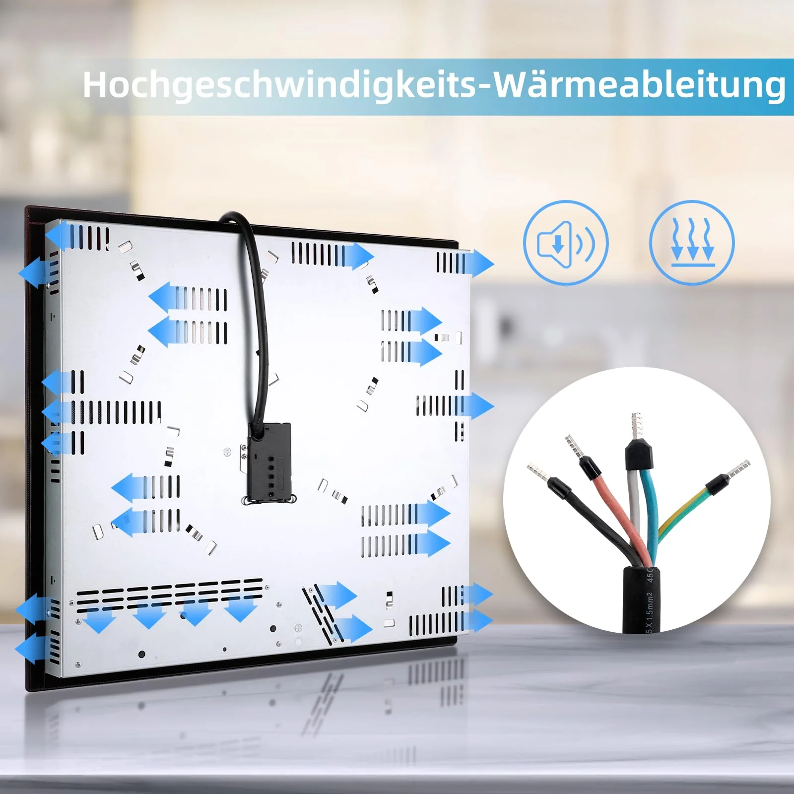 Glaskeramikkochfeld, WEHIMO Glaskeramikkochfeld 4 platten, 59cm, 7200W, 4 Kochzonen (2200W+2000W+1800W+1200W), 9 Heizstufen, Berührungssteuerung, Kindersicherung, Timer, Geeignet für Alle Töpfe - Image 3