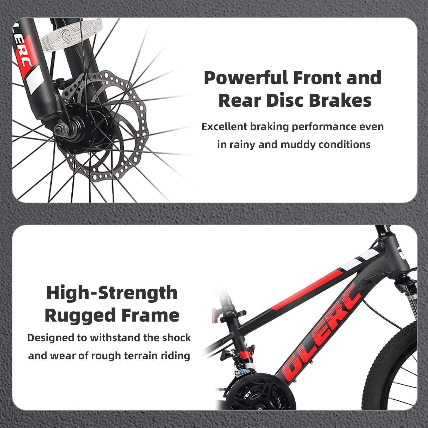 Glerc Skyline Kinder Mountainbike für Jungen Mädchen, 20 Zoll Fahrrad für 6 7 8 9 10 11 12 Jahre Jugendliche, 21 Gang Fahrrad mit Vorderradfederung & Scheibenbremsen & stabilem Rahmen, schwarz - Image 3